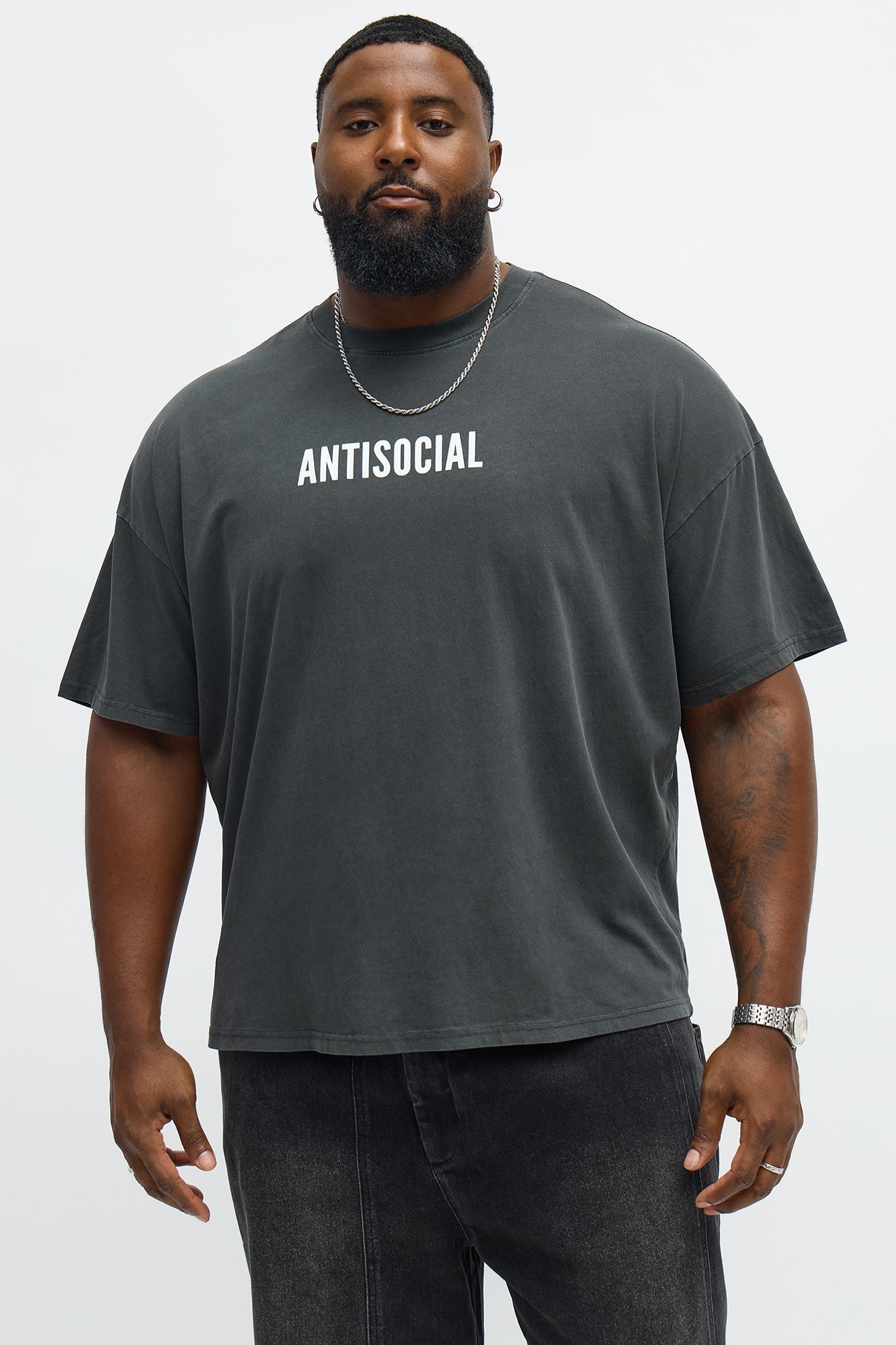 Antisocial Oversized Short Sleeve Tee - Black Wash