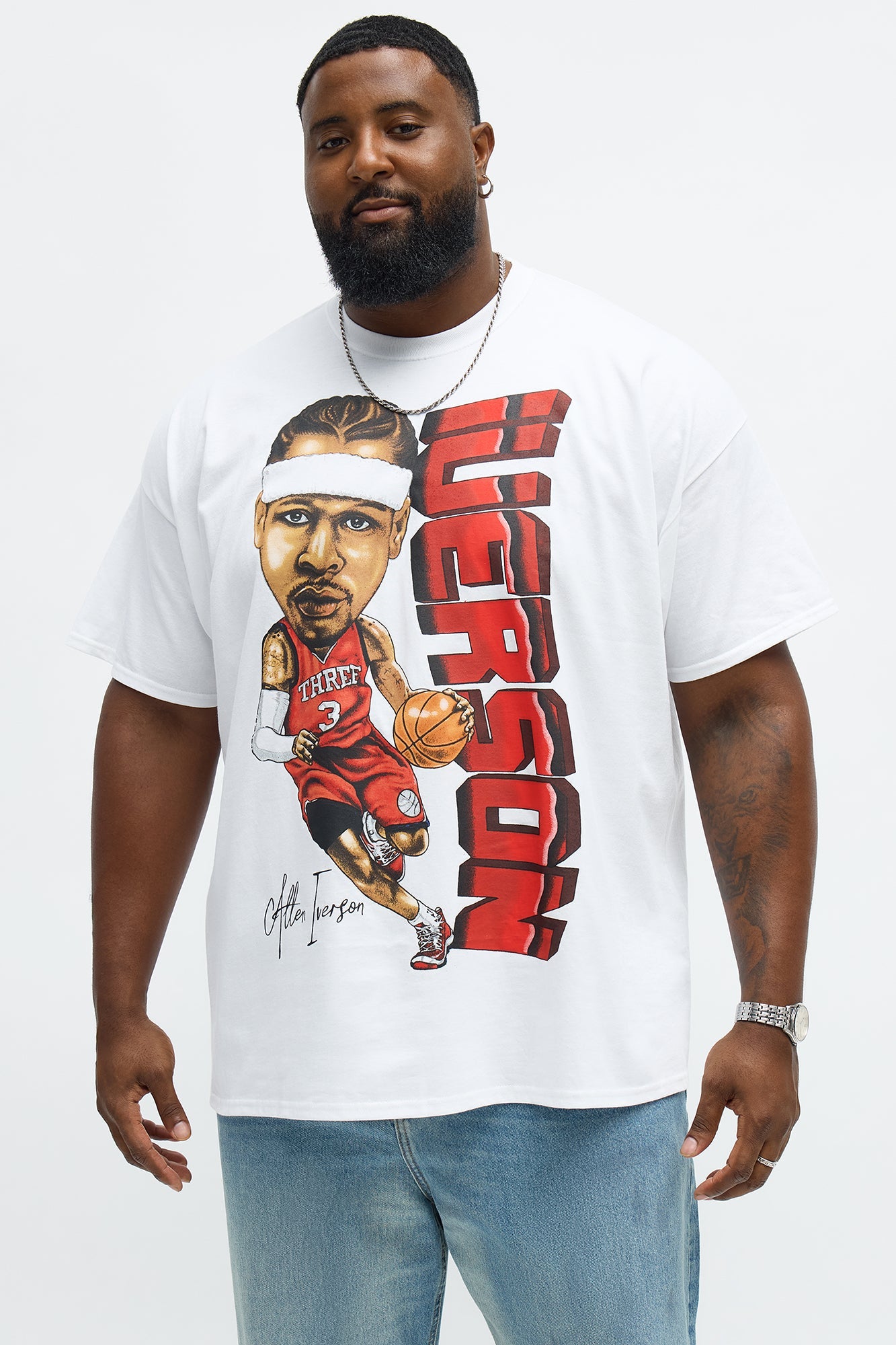Allen Iverson The Answer Oversized Short Sleeve Tee - White