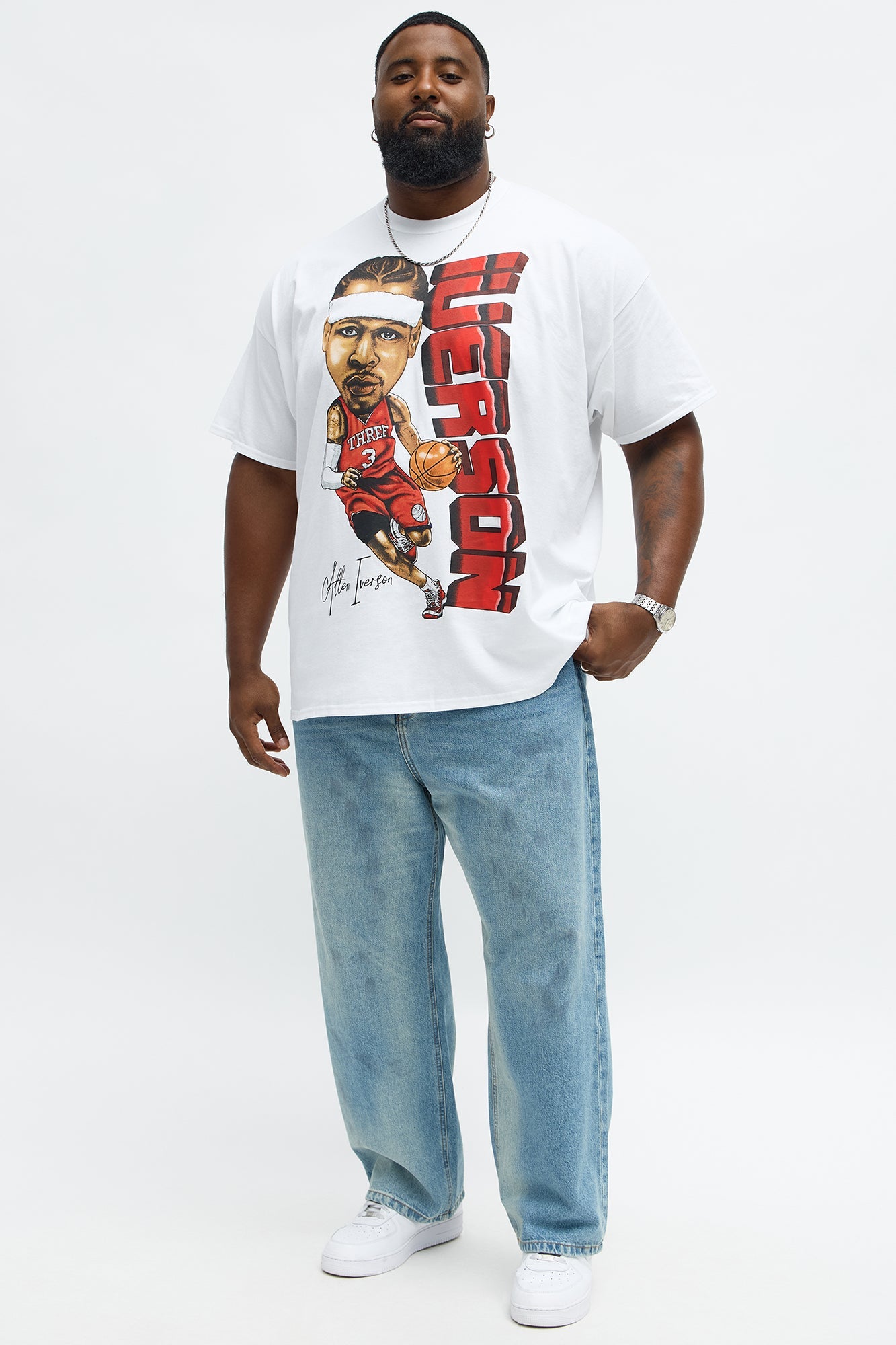 Allen Iverson The Answer Oversized Short Sleeve Tee - White