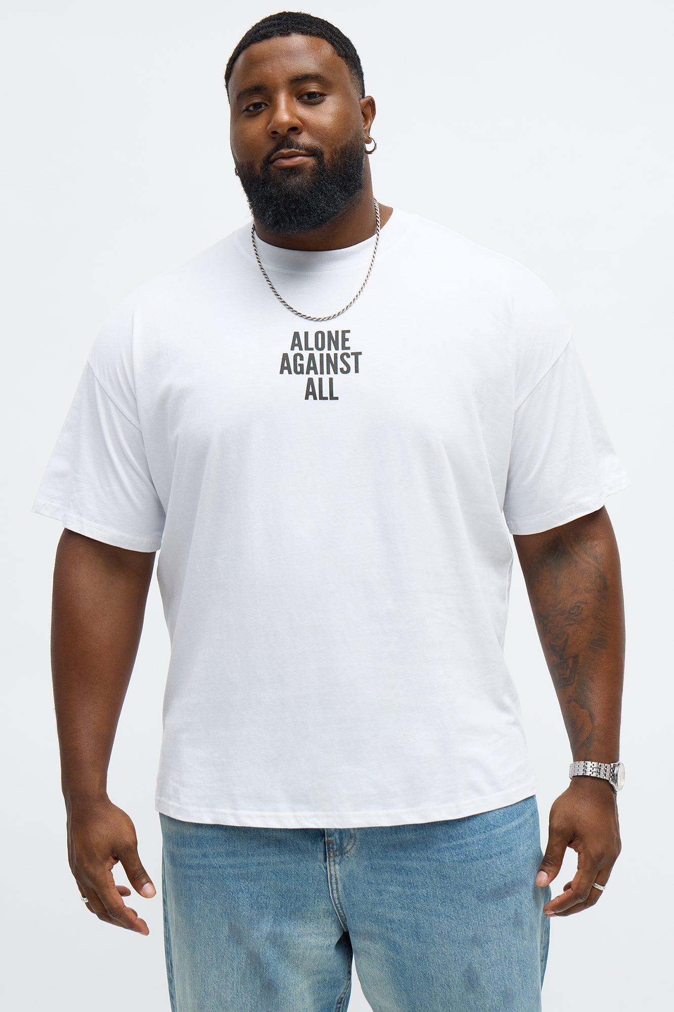 Against All Oversized Short Sleeve Tee - White