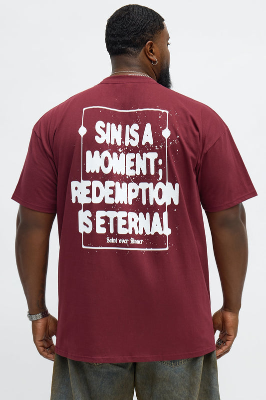 Redemption Is Eternal Short Sleeve Tee - Burgundy