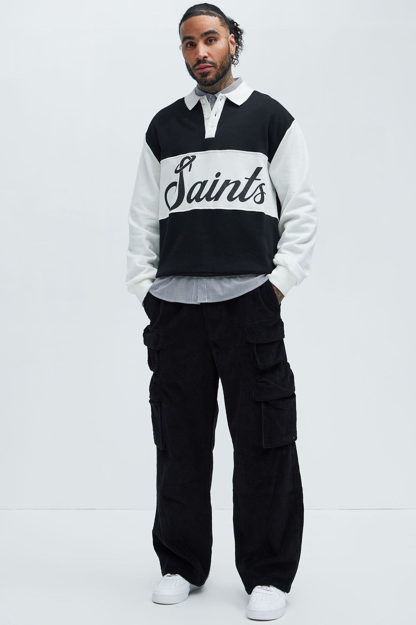 Tyson Saints Fleece Long Sleeve Polo - Black/combo