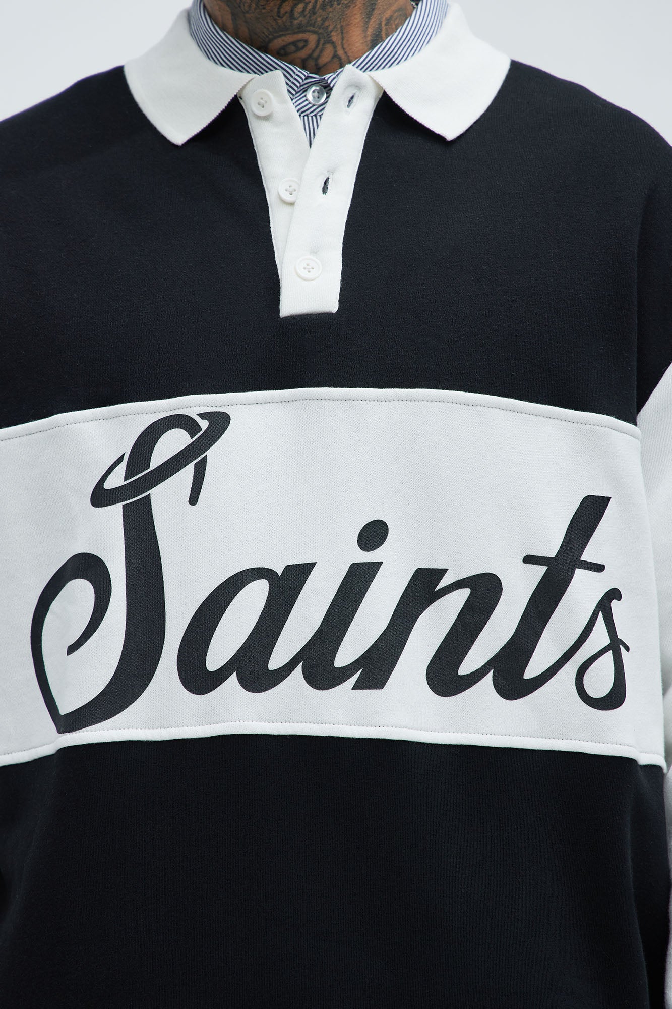 Tyson Saints Fleece Long Sleeve Polo - Black/combo