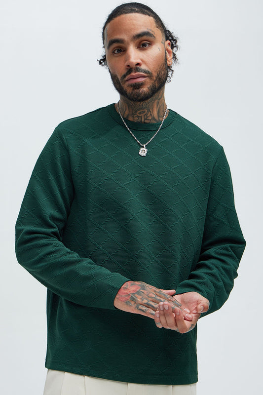 Lingo Textured Long Sleeve Tee - Green