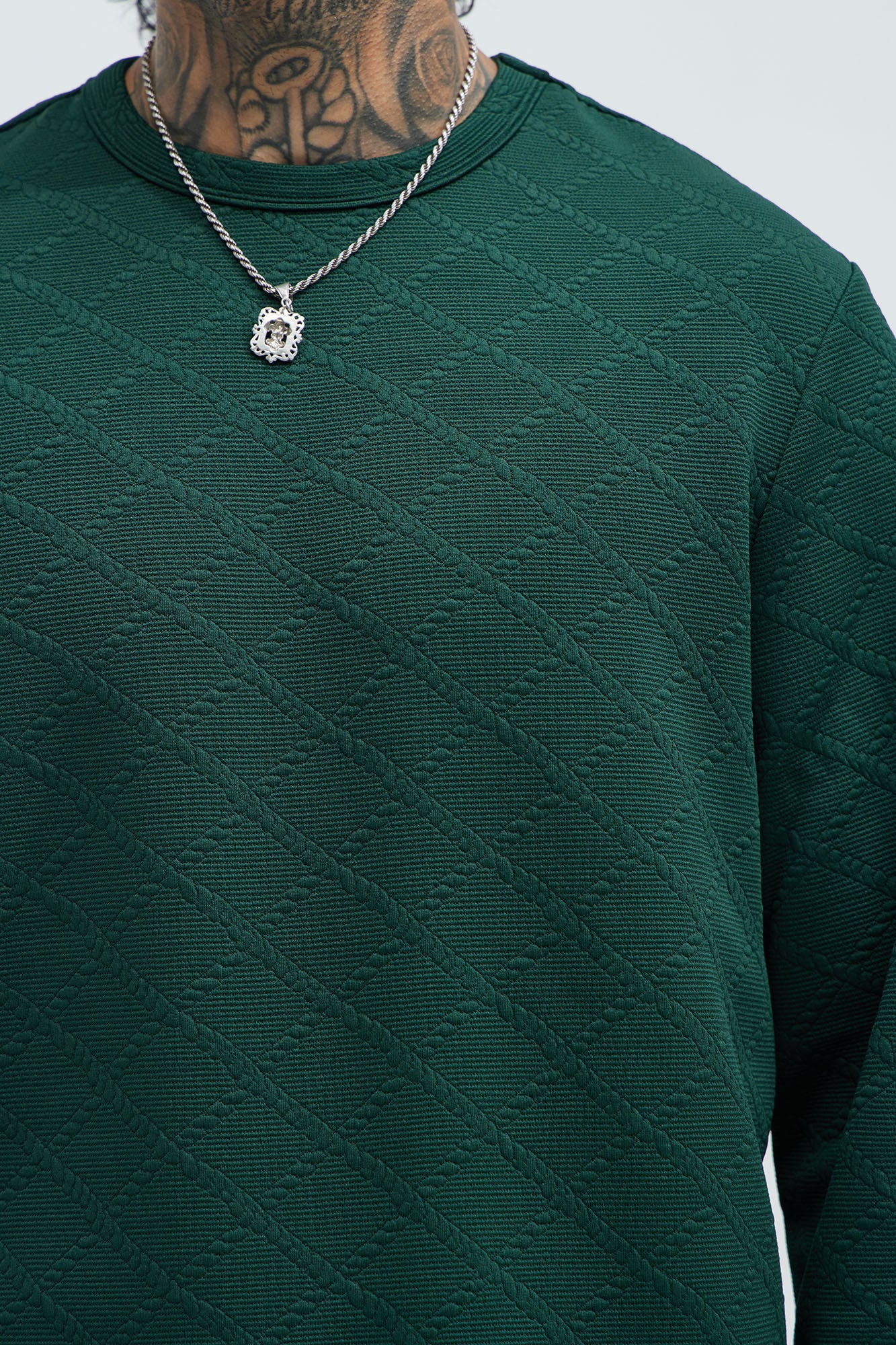 Lingo Textured Long Sleeve Tee - Green
