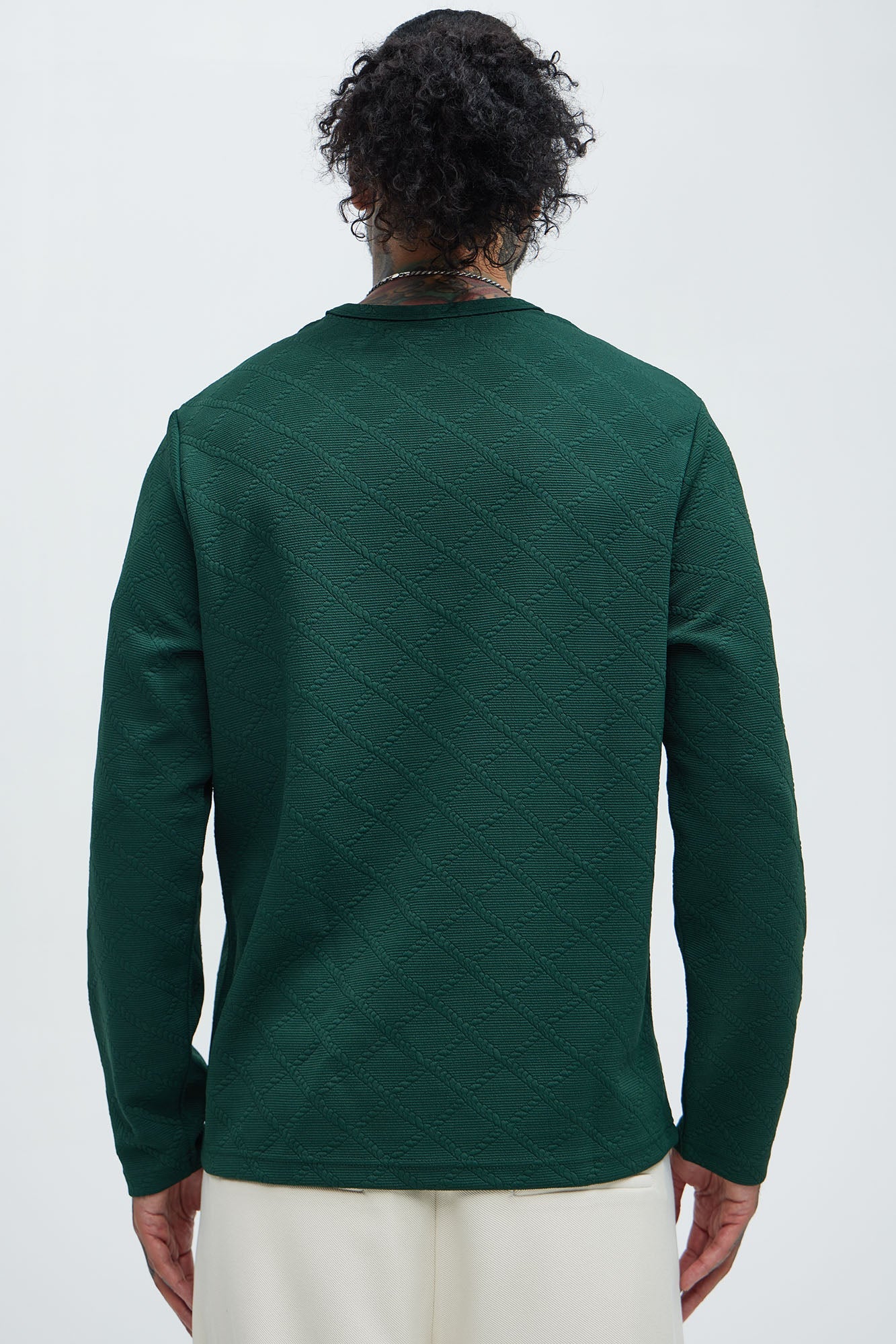 Lingo Textured Long Sleeve Tee - Green
