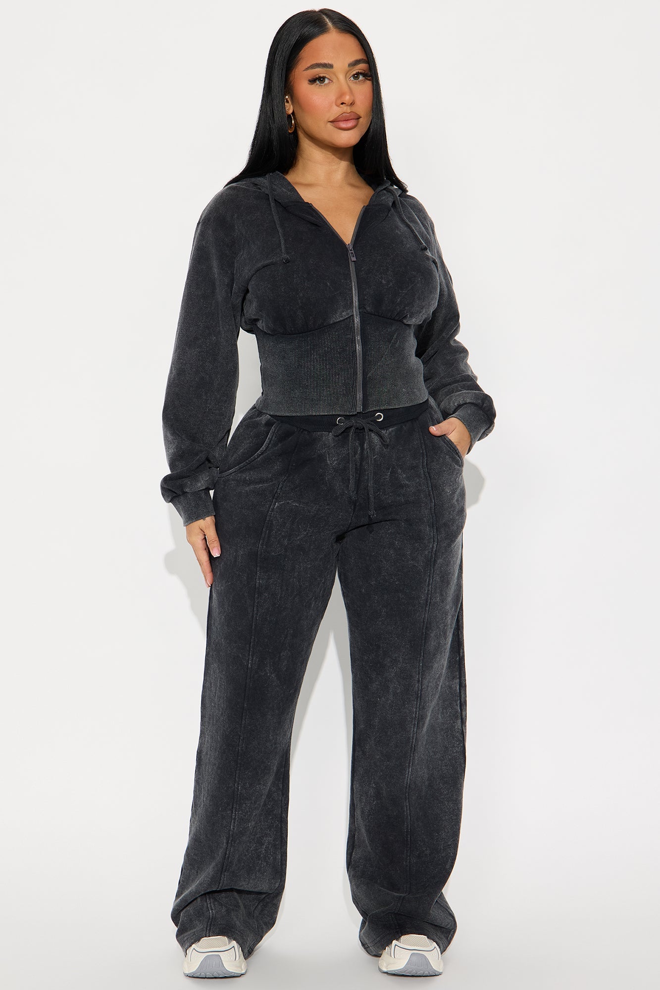 Mood All Day French Terry Pant Set - Charcoal 