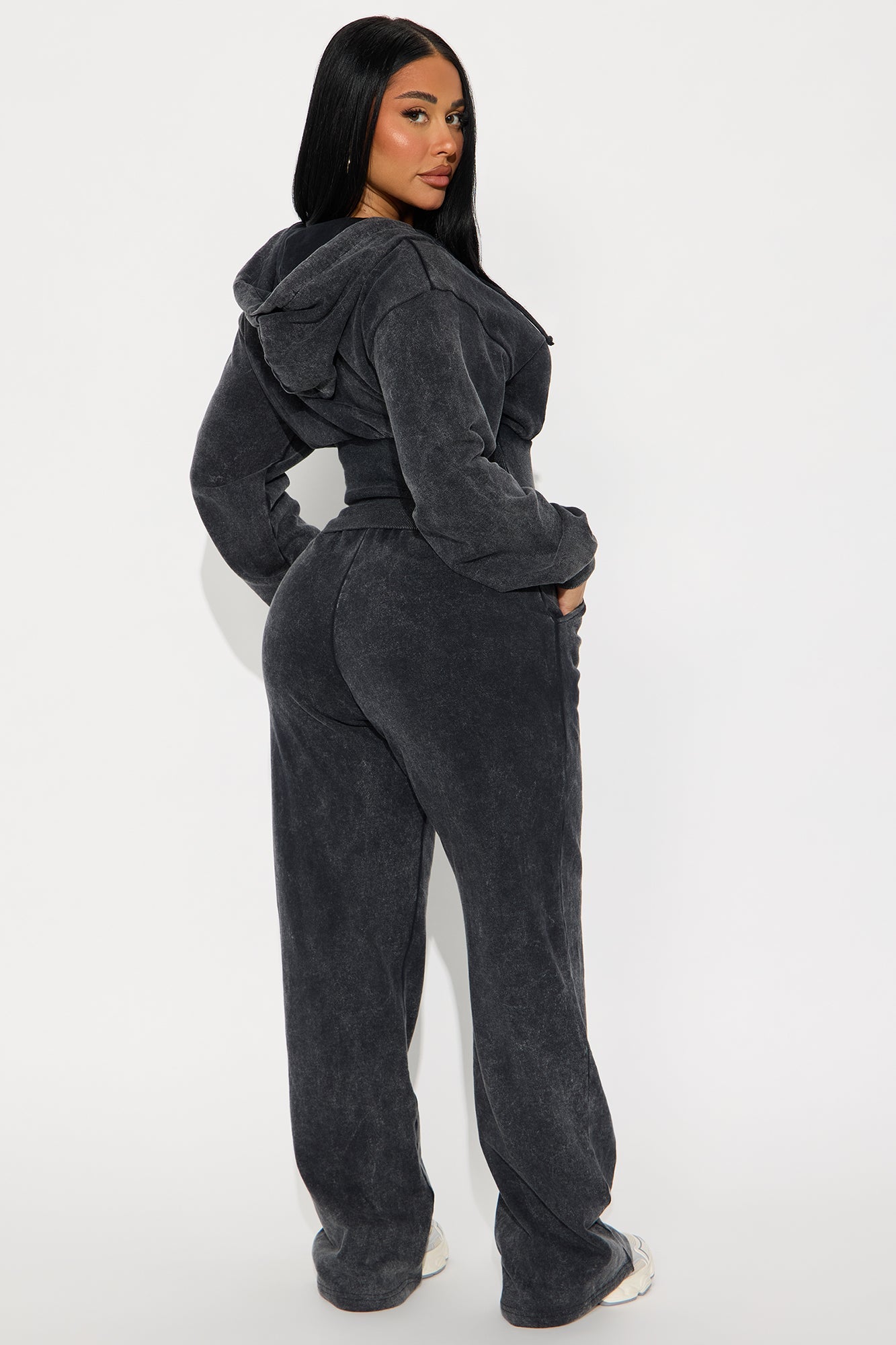 Mood All Day French Terry Pant Set - Charcoal 