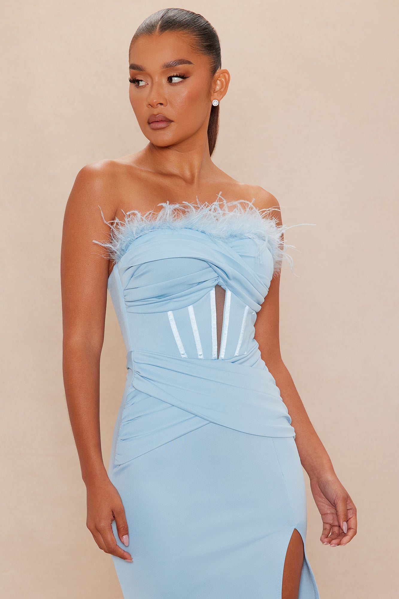 Margot Corset Maxi Gown - Light Blue