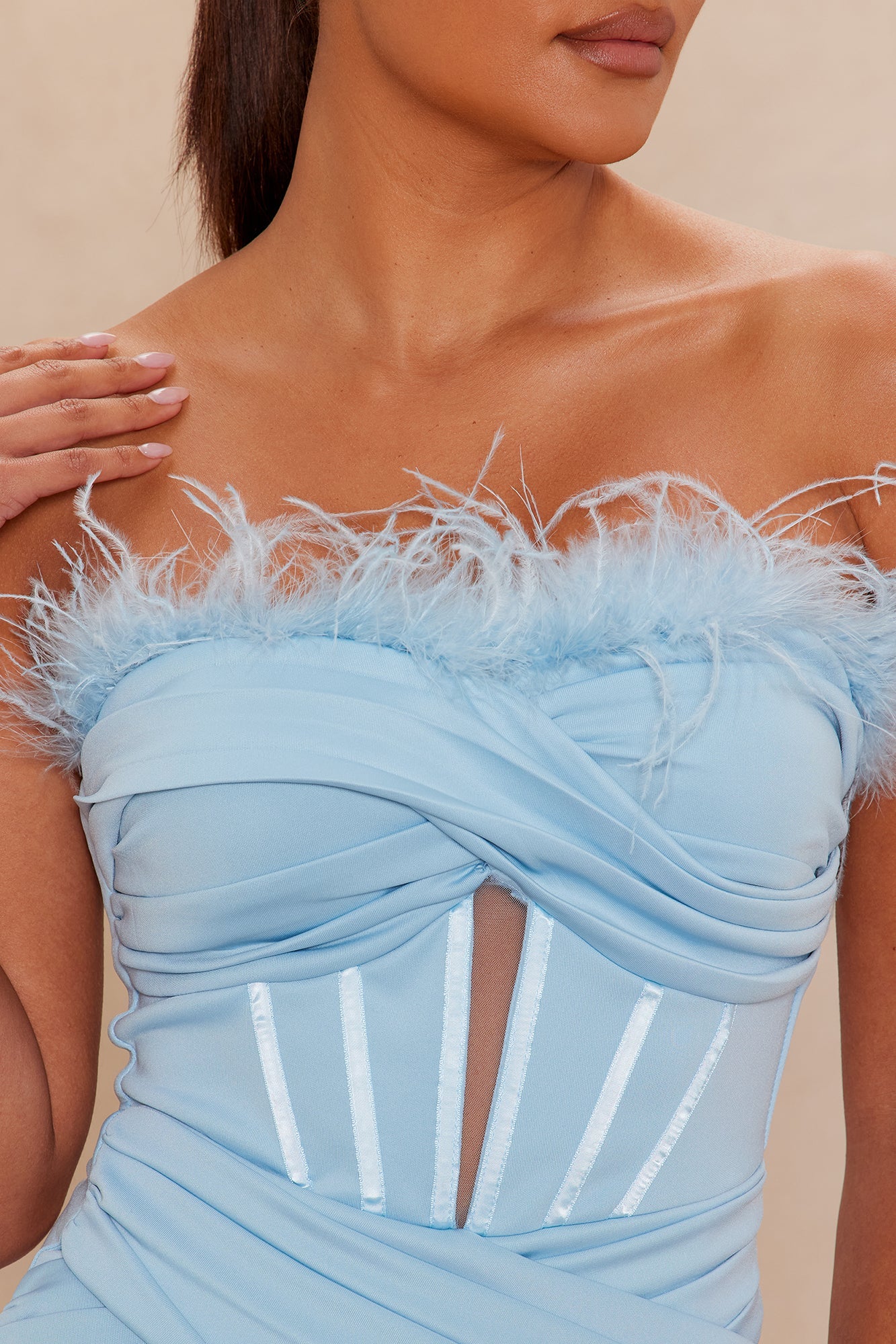 Margot Corset Maxi Gown - Light Blue