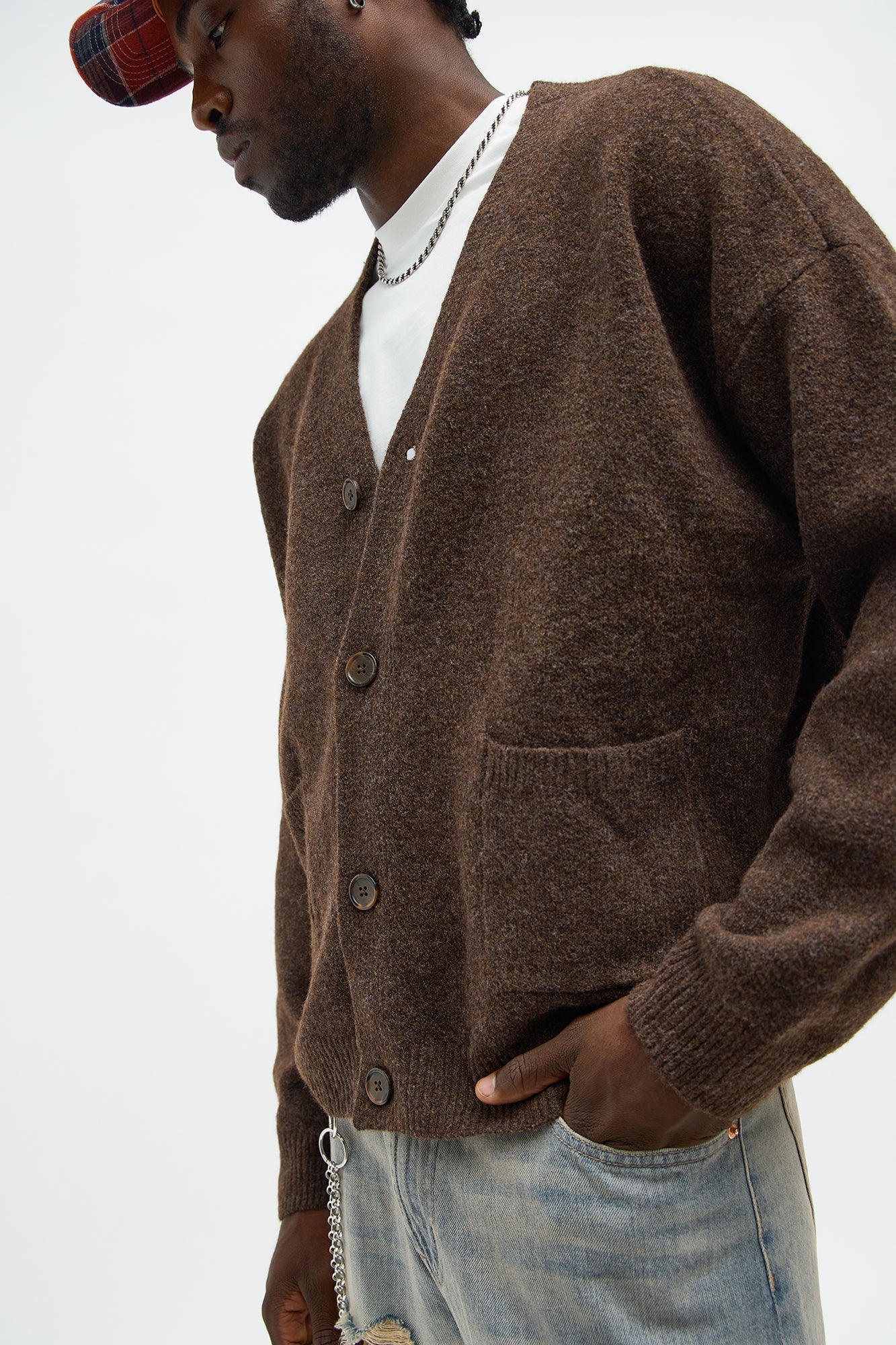 Cropped Harbor Ash Cardigan - Brown