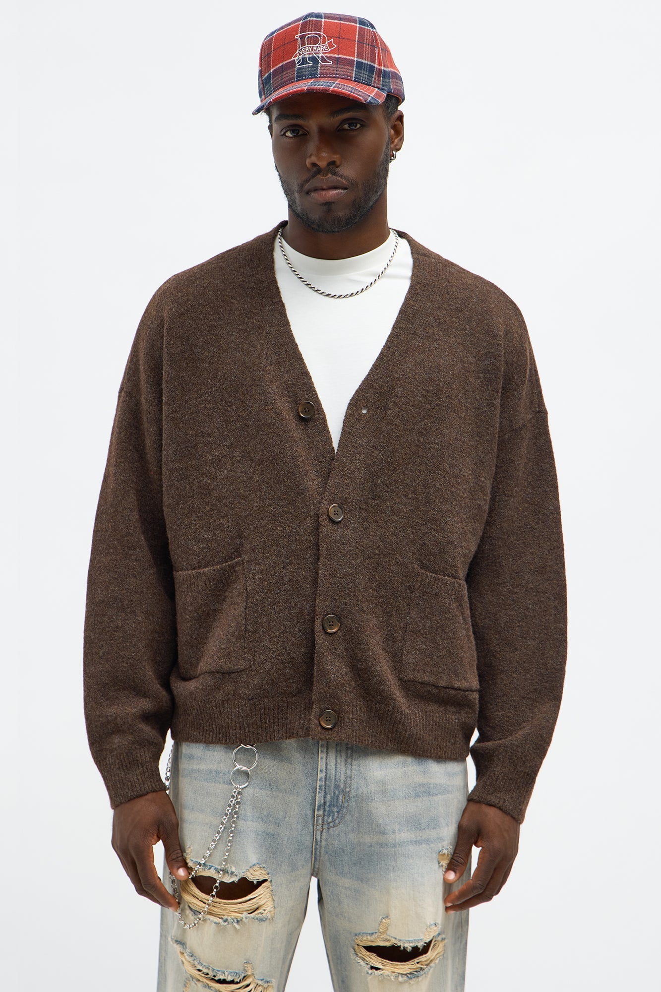 Cropped Harbor Ash Cardigan - Brown