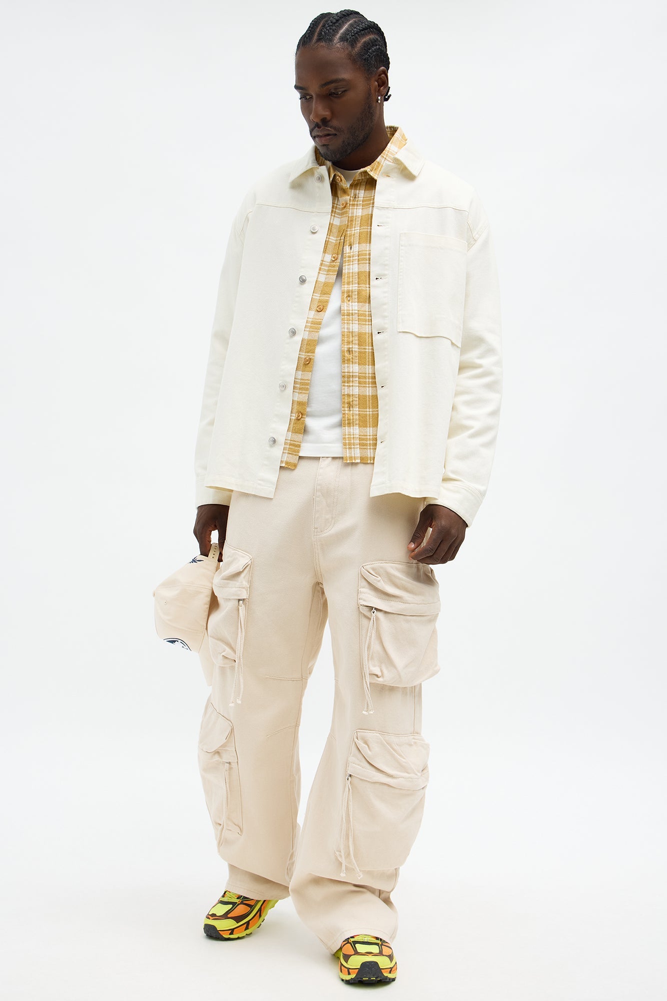 Baggy Ryo Cargo Pants - Cream