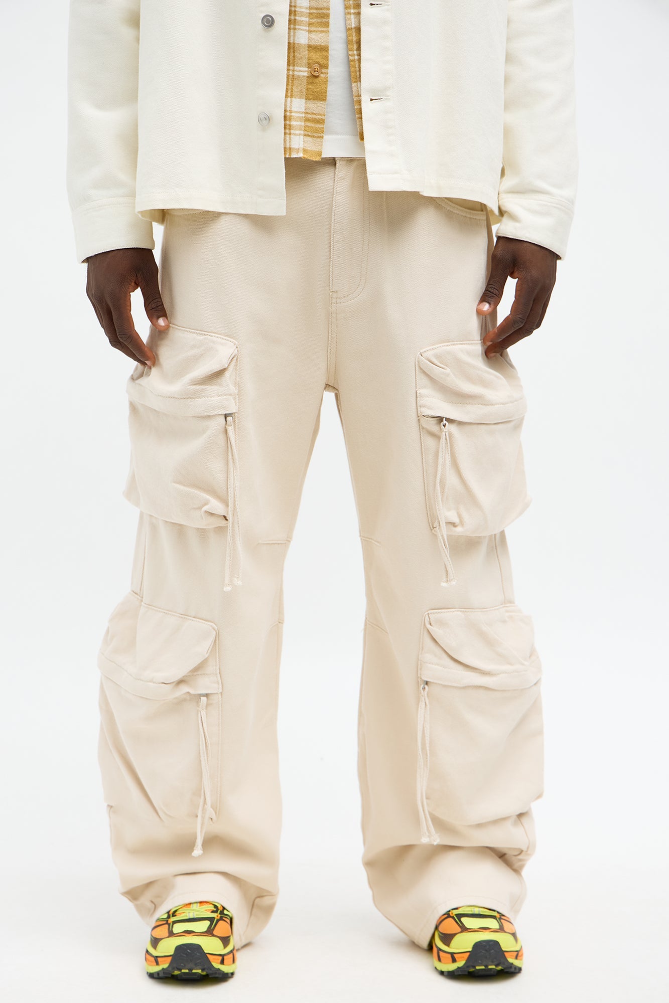 Baggy Ryo Cargo Pants - Cream