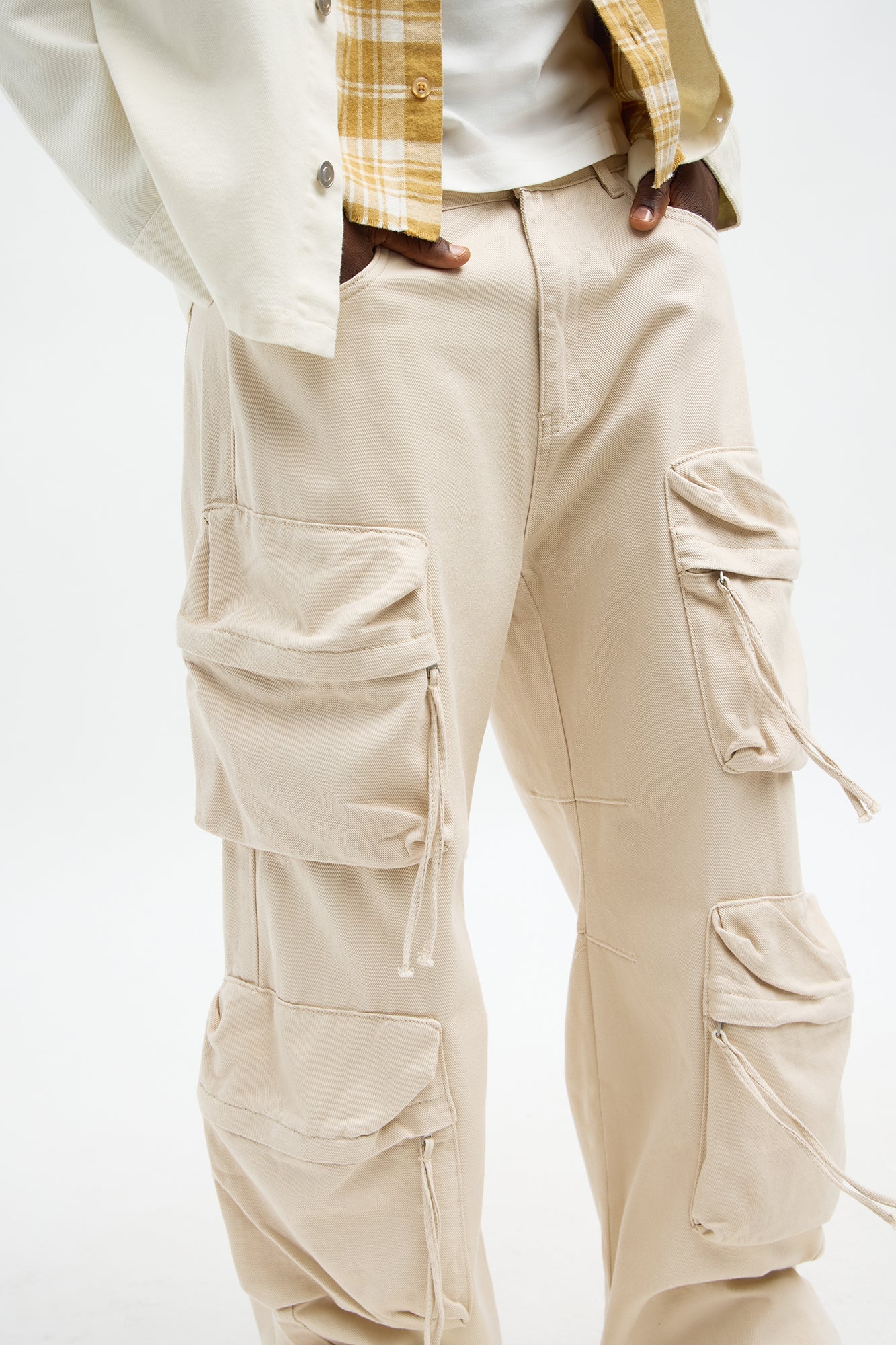 Baggy Ryo Cargo Pants - Cream