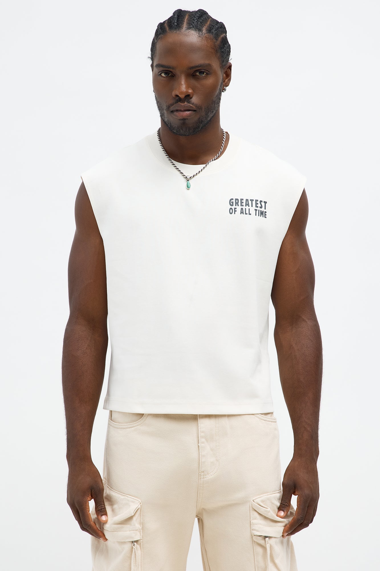 Greatest Of All Time Muscle Tee - Cream
