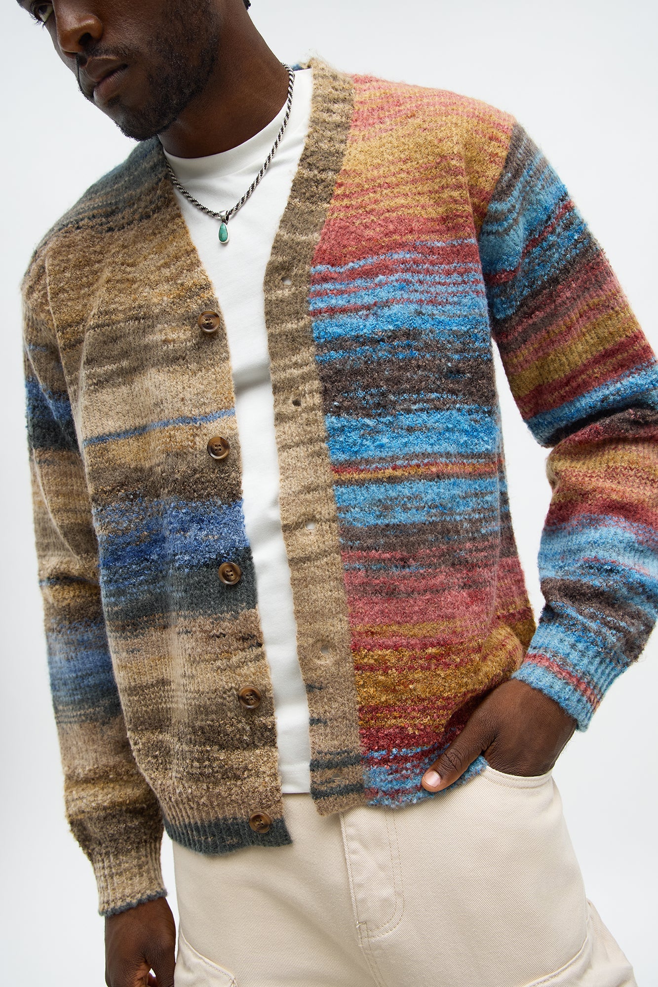 Cameroonian Textured Cardigan - Brown/combo