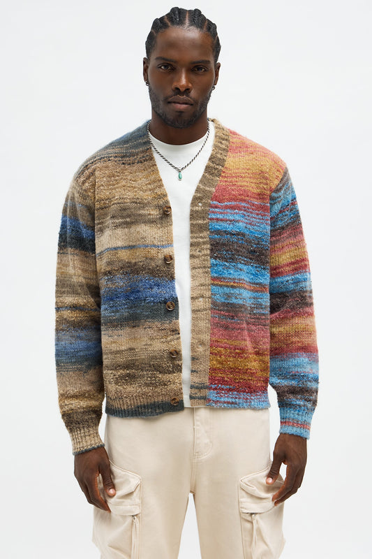 Cameroonian Textured Cardigan - Brown/combo