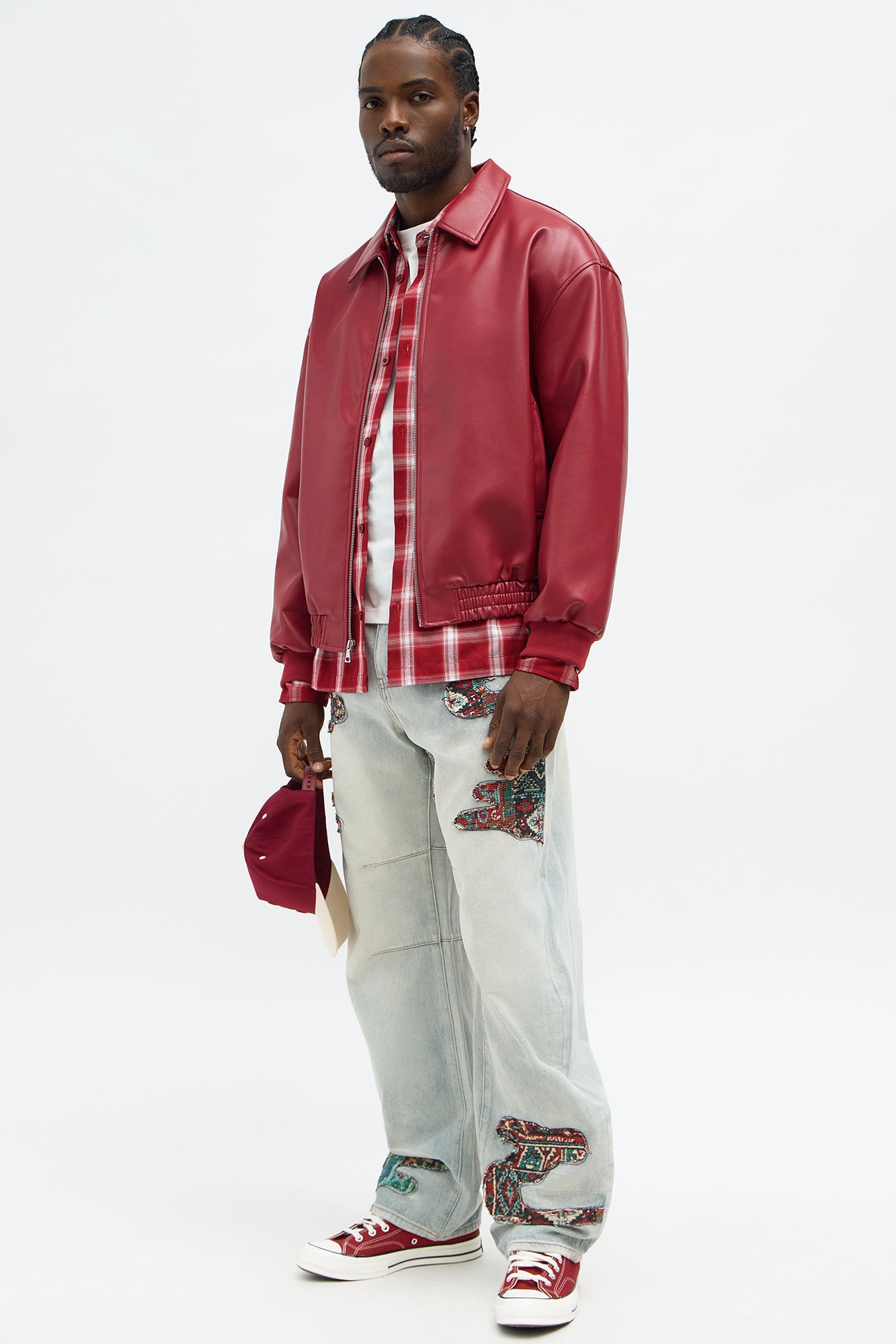 Barrel Patched Tapestry Jeans - Light Blue Wash