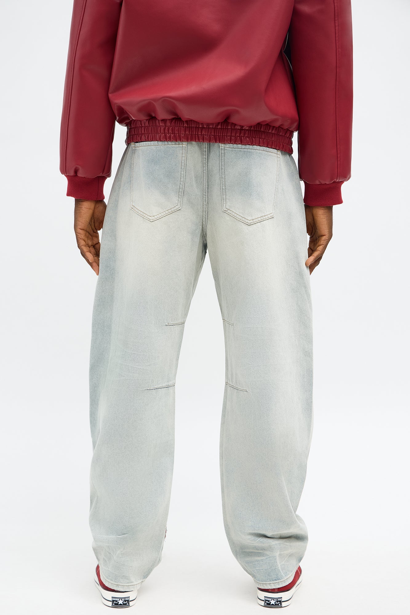 Barrel Patched Tapestry Jeans - Light Blue Wash