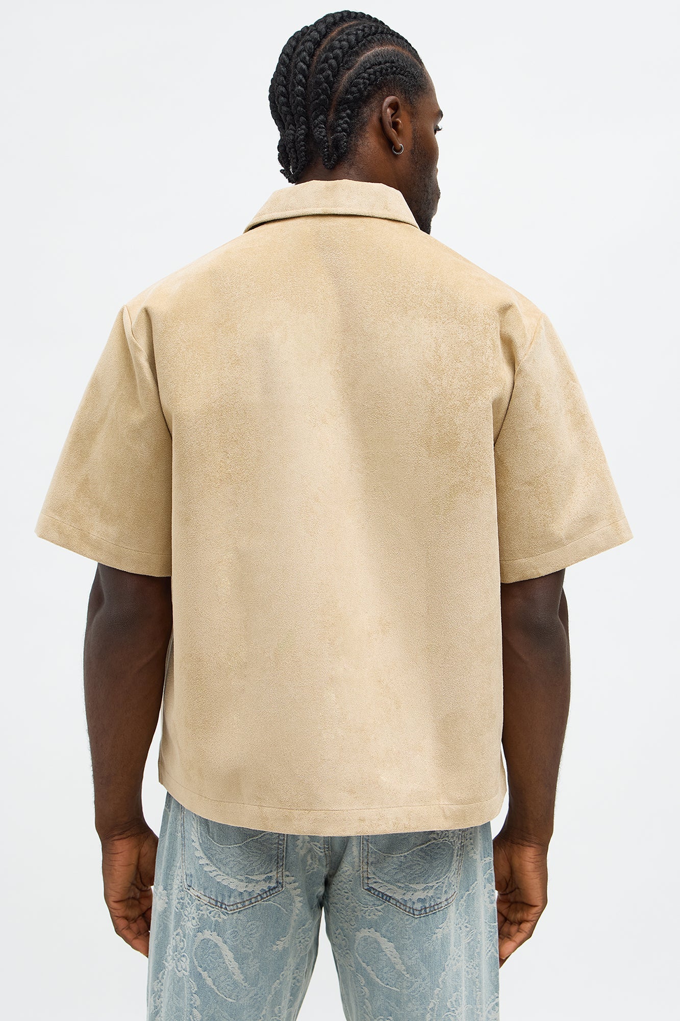 Relaxed Brushed Double Pocket Button Up Shirt - Tan