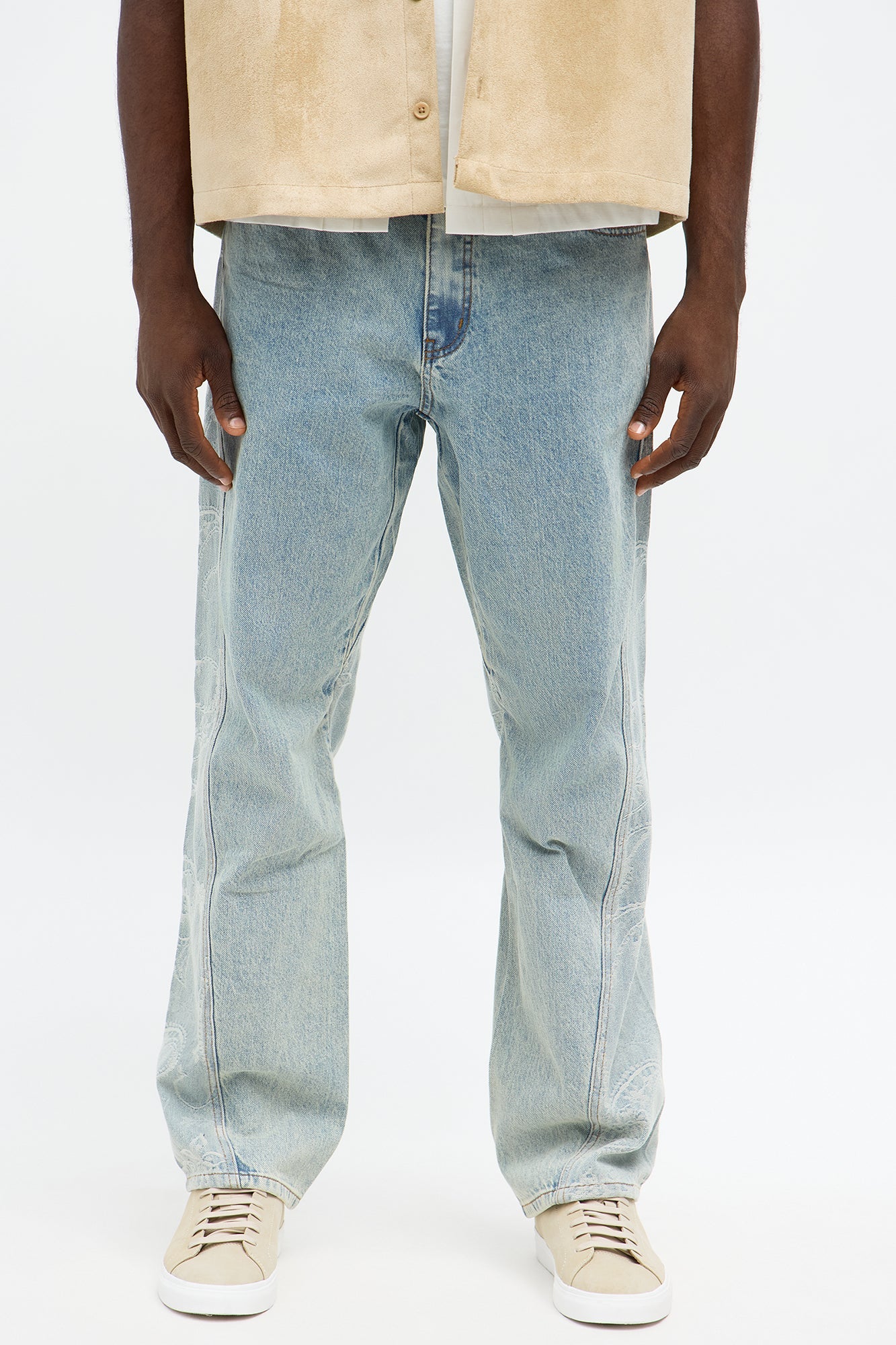 Straight Been Laced Paisley Jeans - Light Wash