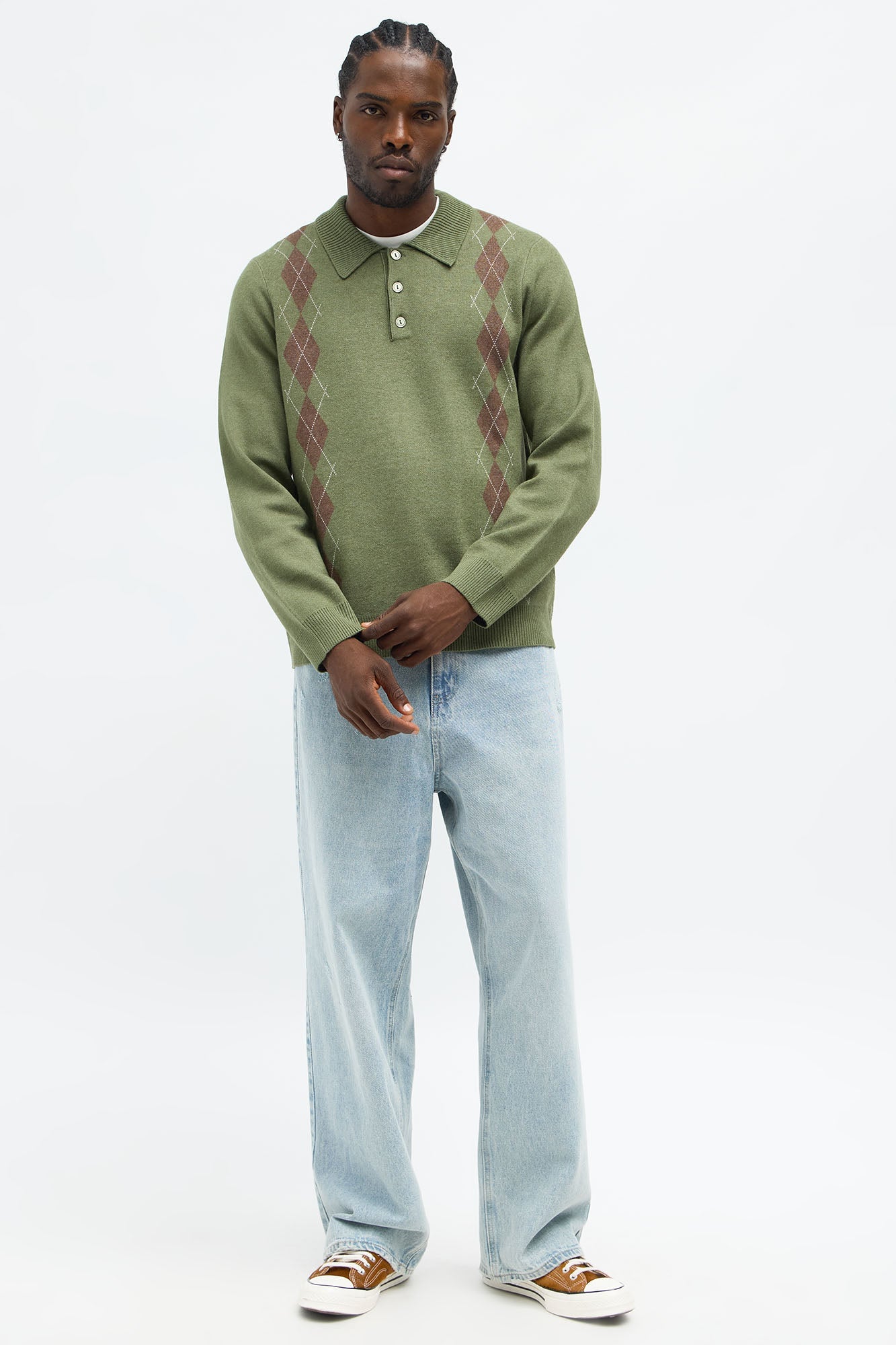 Edwin Polo Sweater - Green/combo