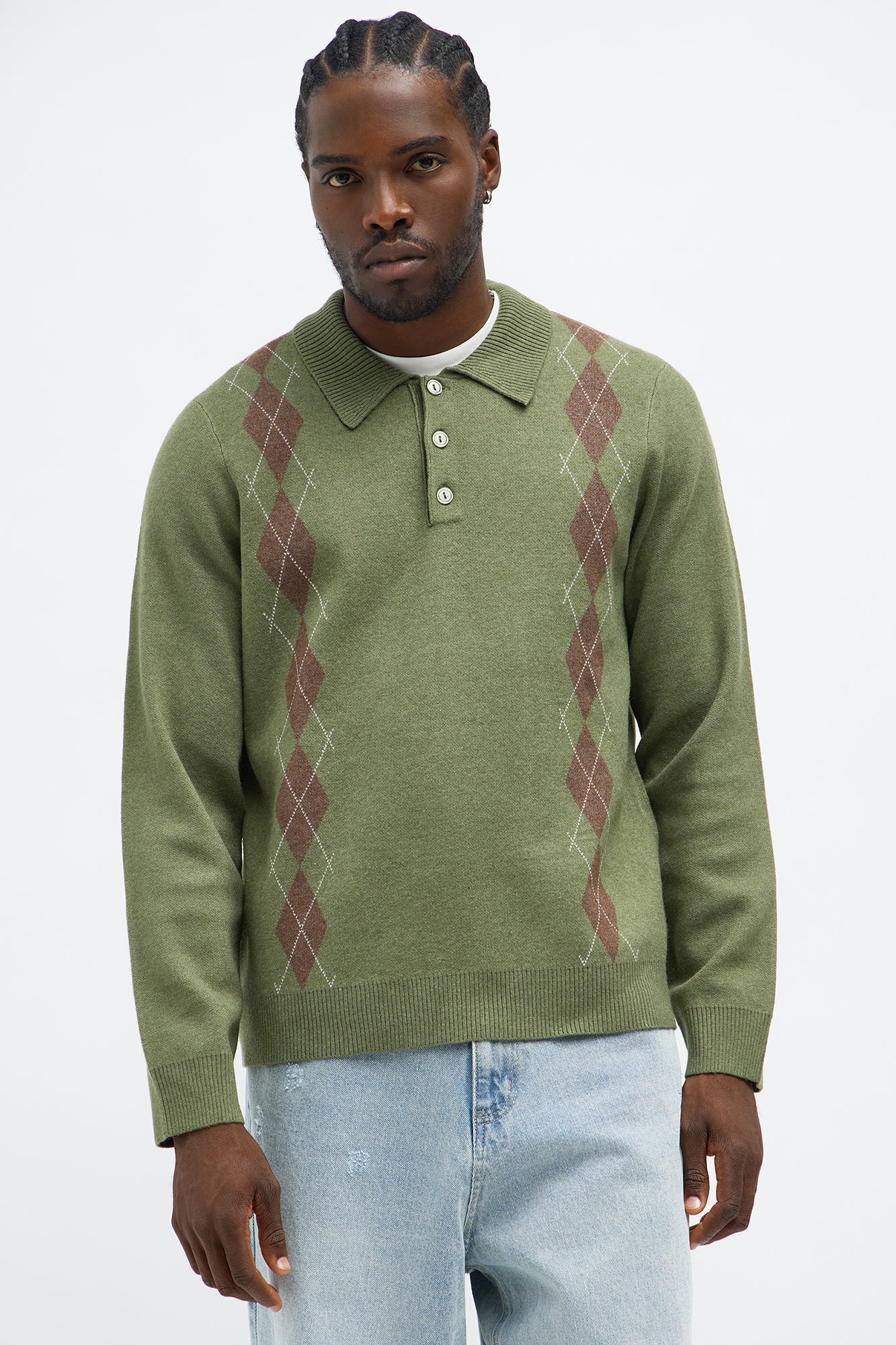 Edwin Polo Sweater - Green/combo