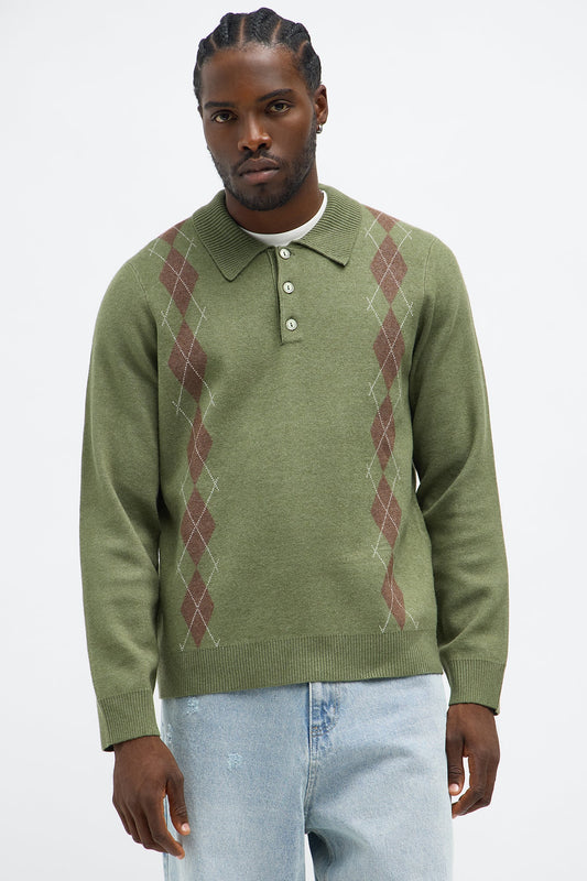 Edwin Polo Sweater - Green/combo