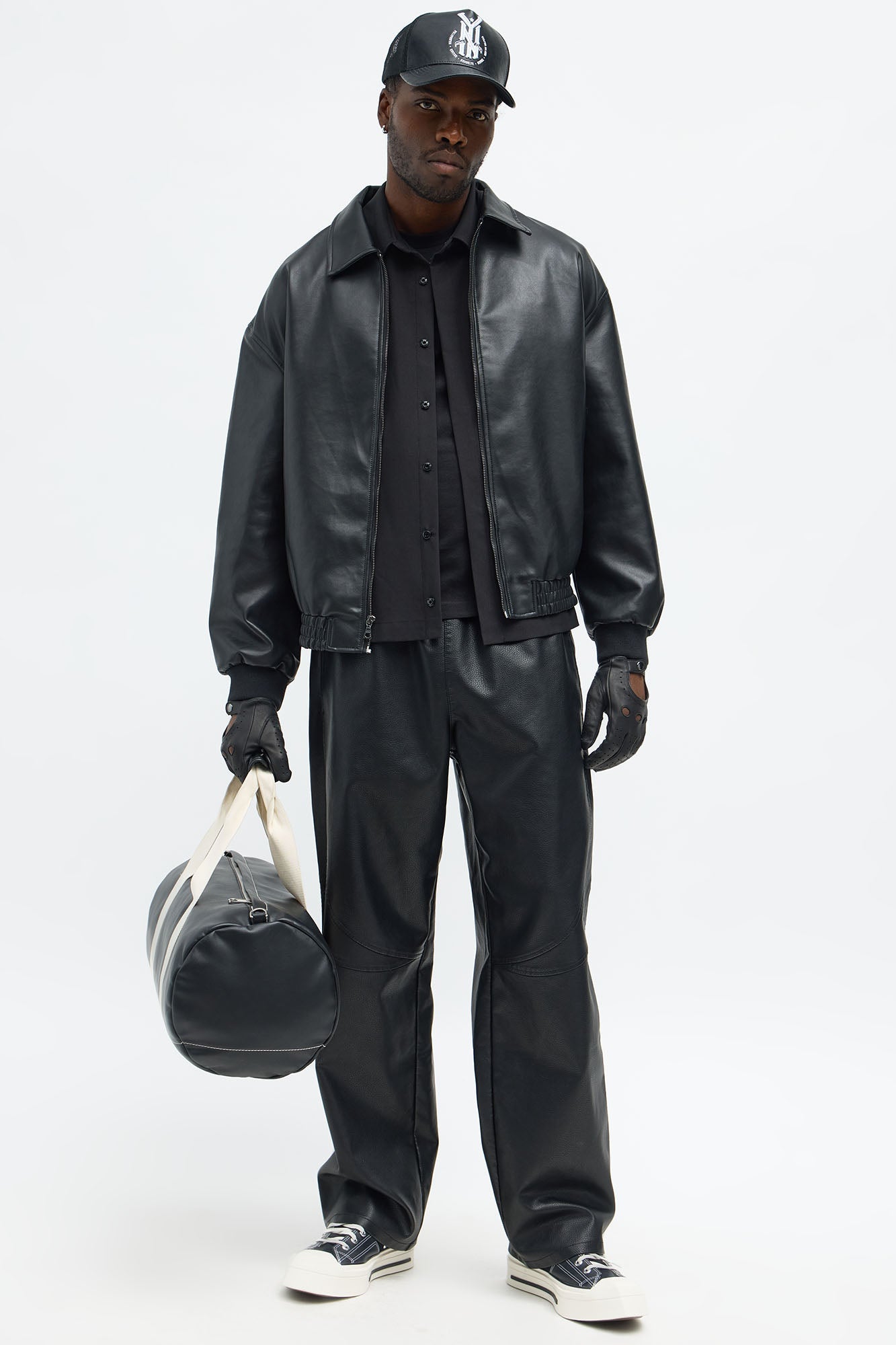 Baggy Slick In These Streets Faux Leather Pant - Black
