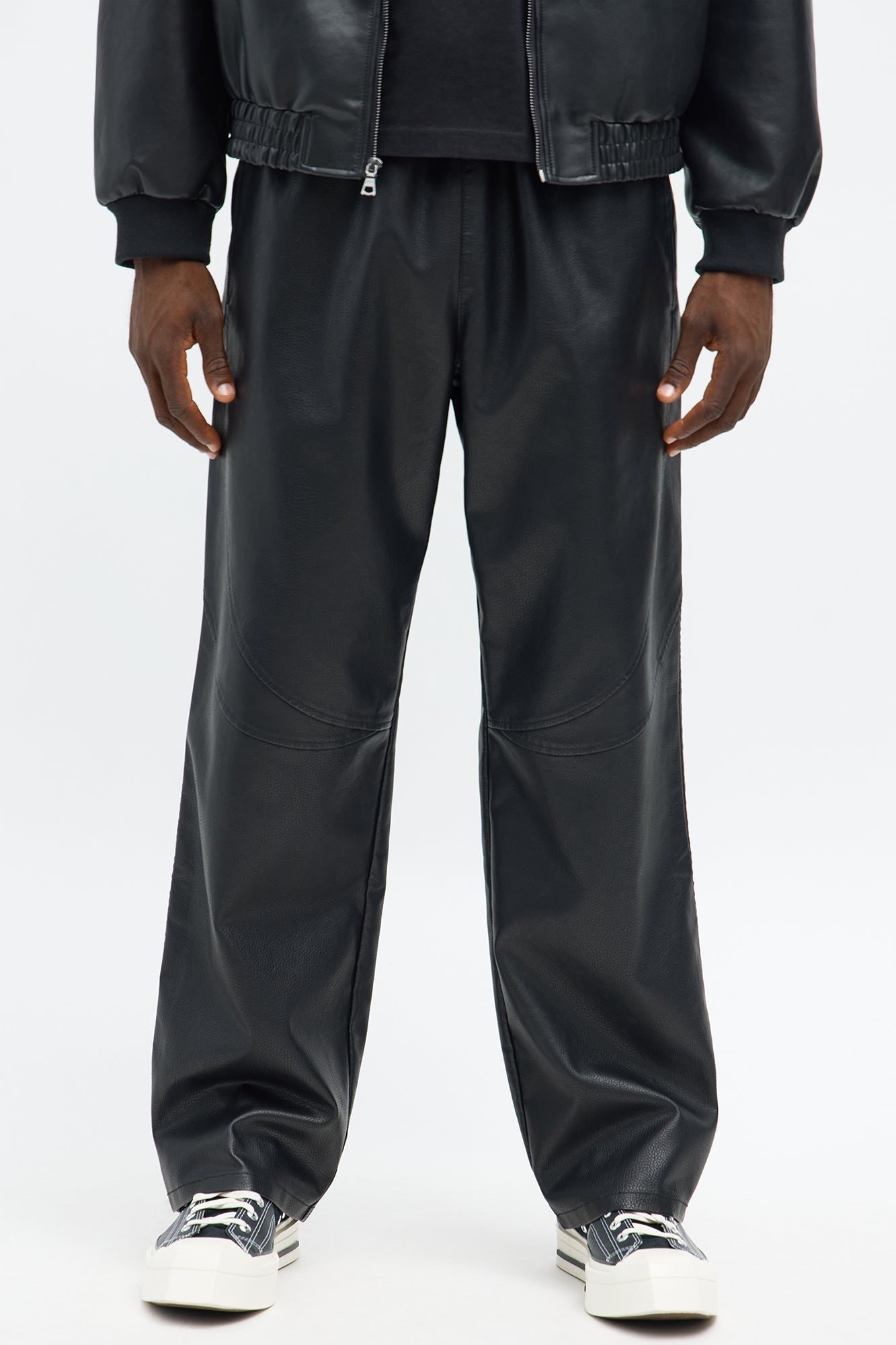 Baggy Slick In These Streets Faux Leather Pant - Black