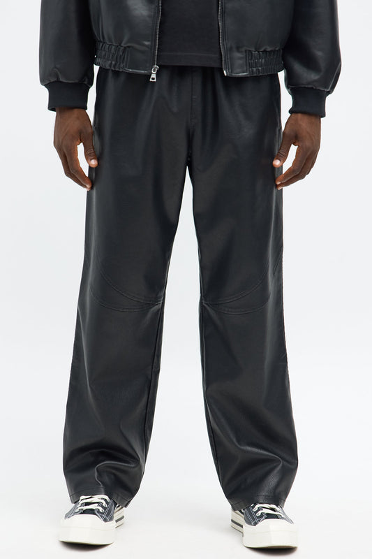 Baggy Slick In These Streets Faux Leather Pant - Black