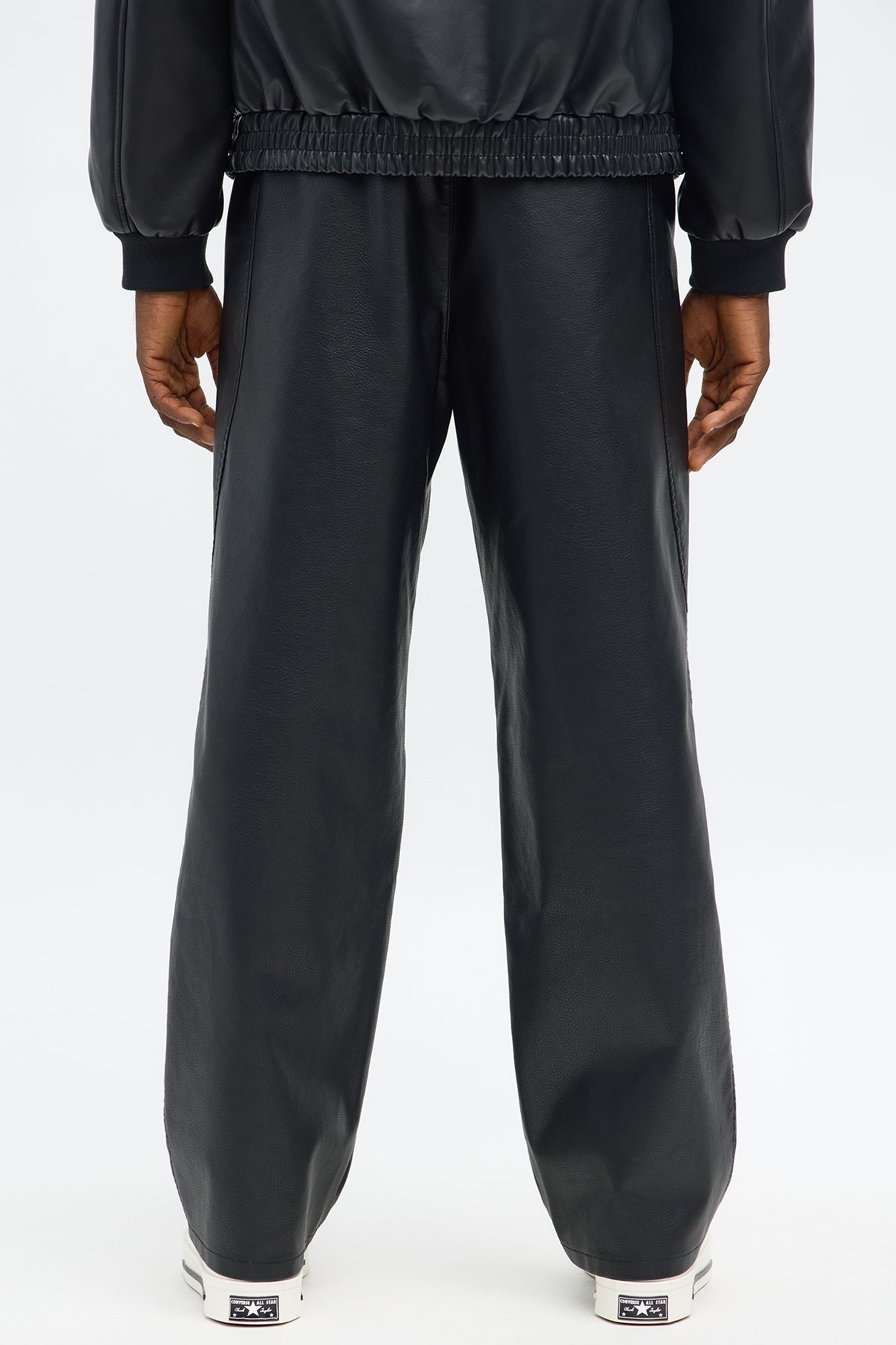 Baggy Slick In These Streets Faux Leather Pant - Black