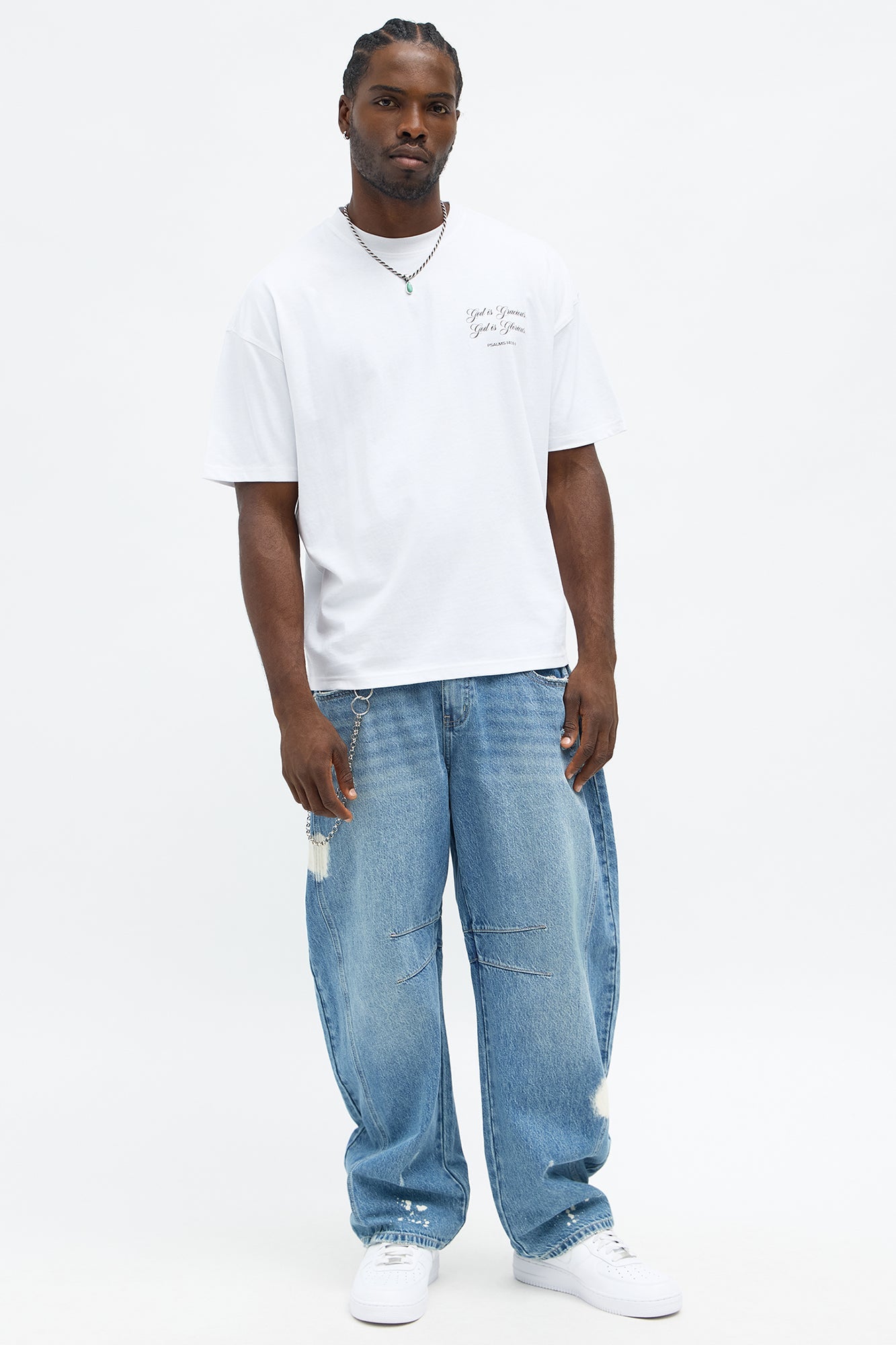 God Is Gracious Oversized Short Sleeve Tee - White