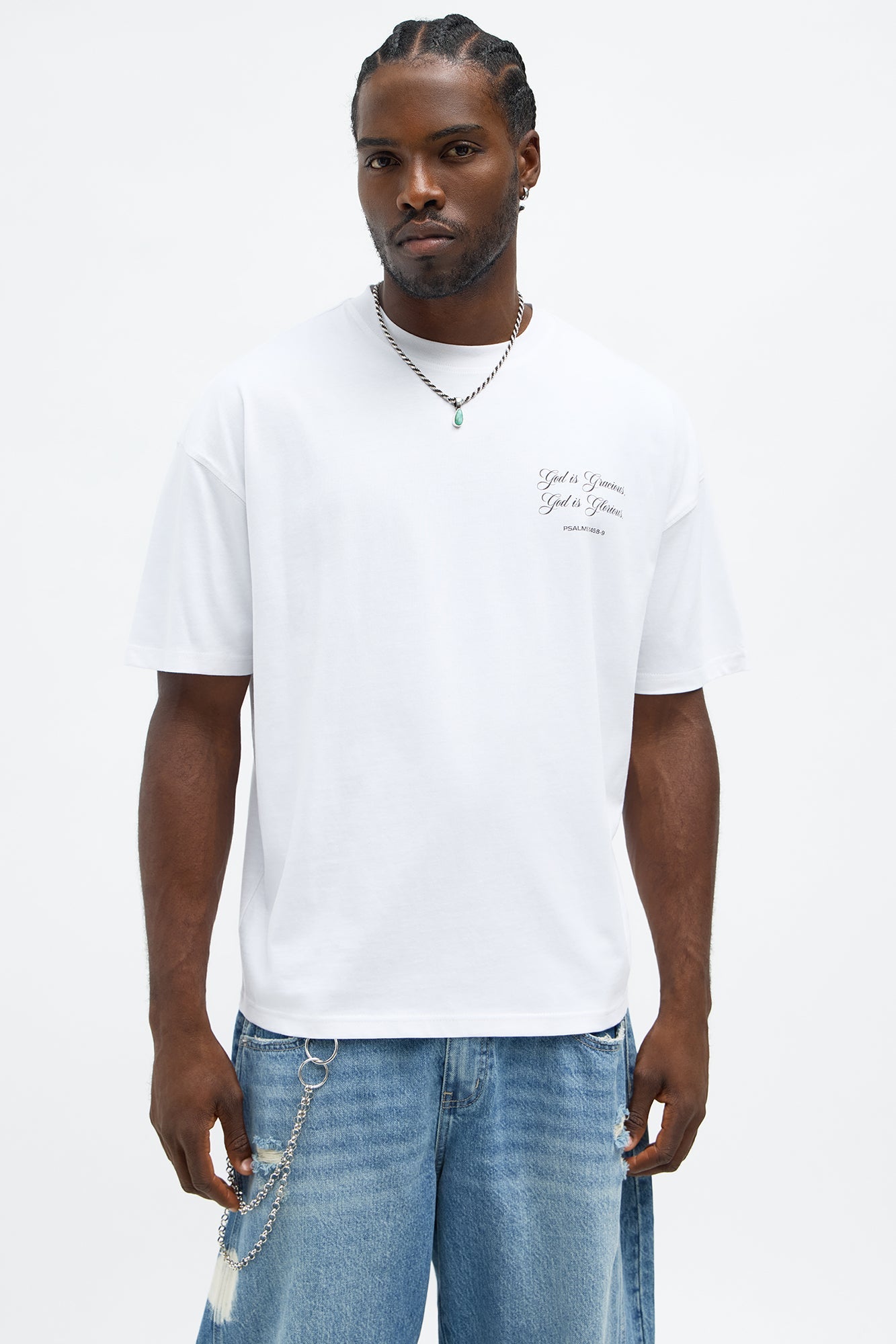 God Is Gracious Oversized Short Sleeve Tee - White