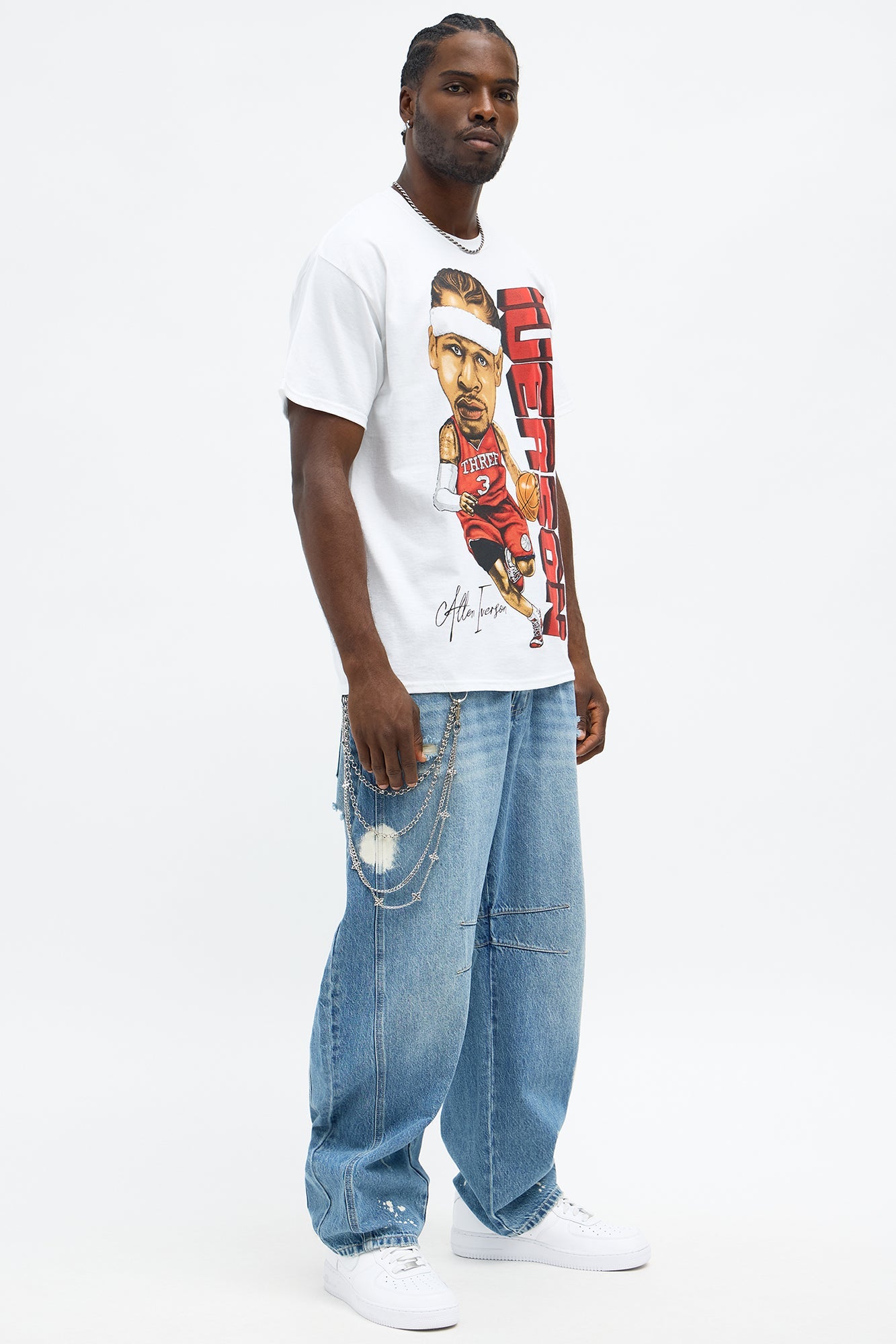 Allen Iverson The Answer Oversized Short Sleeve Tee - White