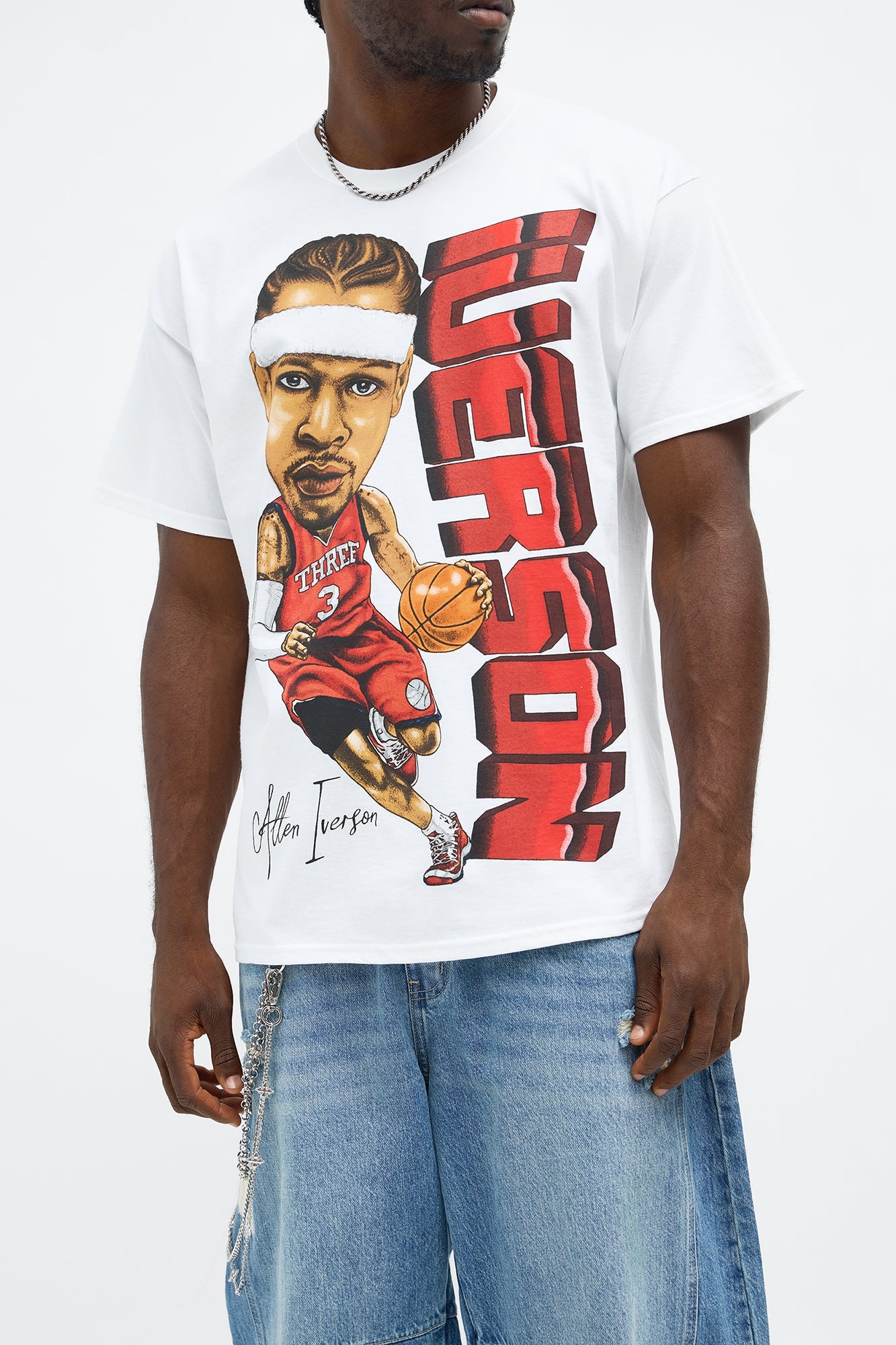 Allen Iverson The Answer Oversized Short Sleeve Tee - White