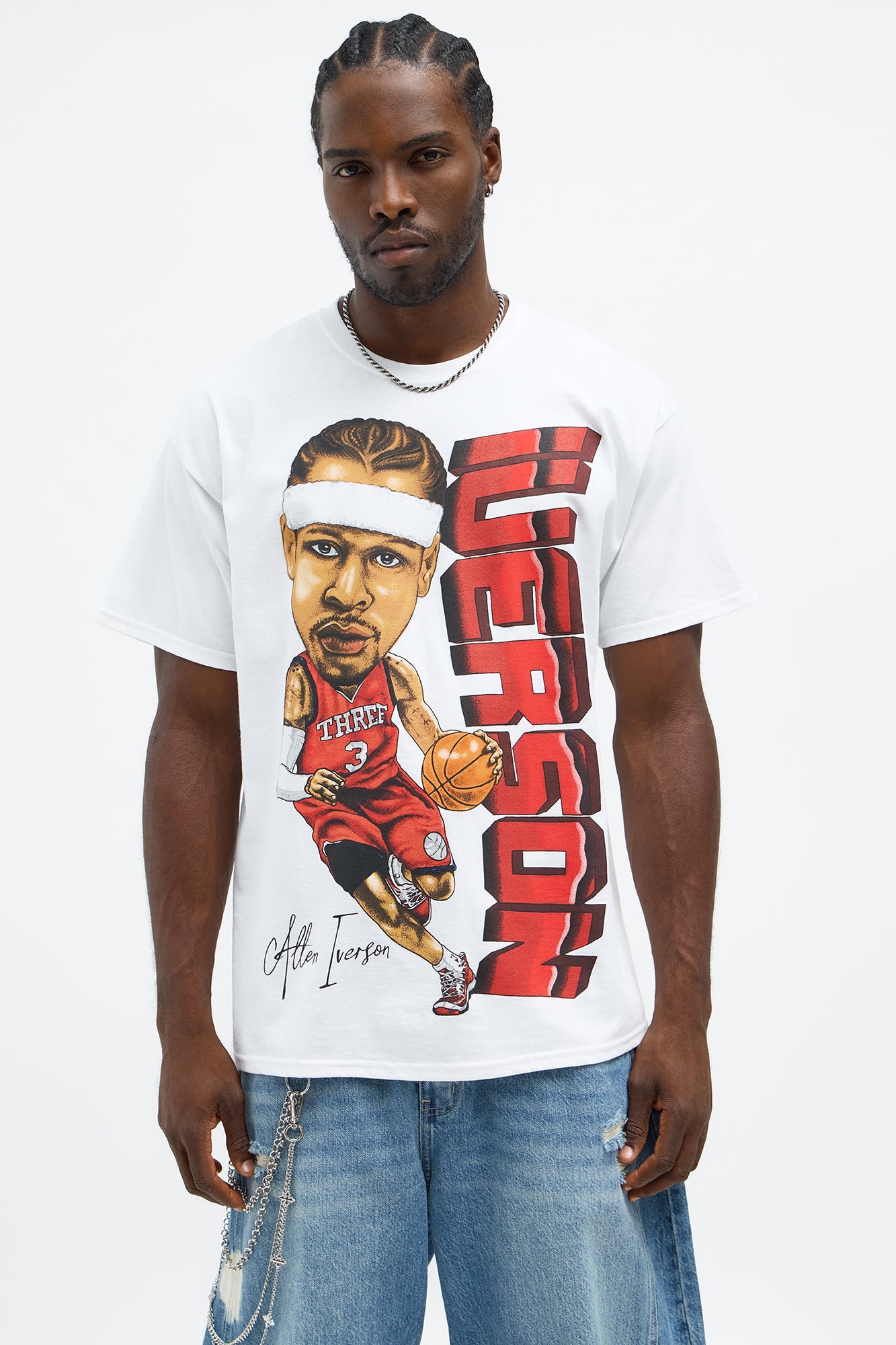 Allen Iverson The Answer Oversized Short Sleeve Tee - White