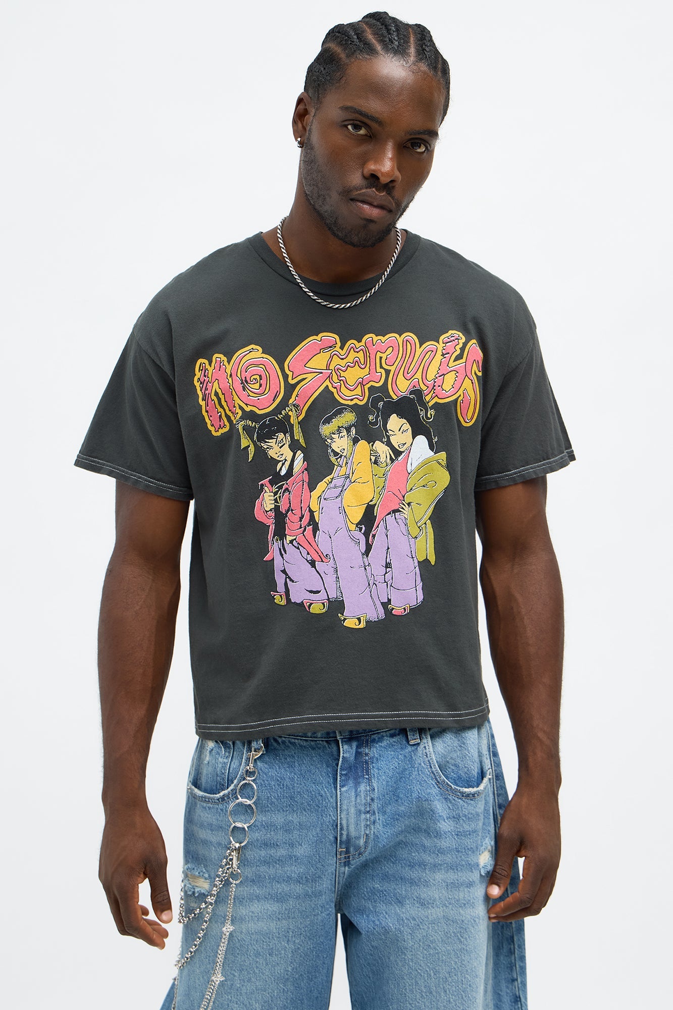 TLC No Scrubs Boxy Short Sleeve Tee - Black Wash