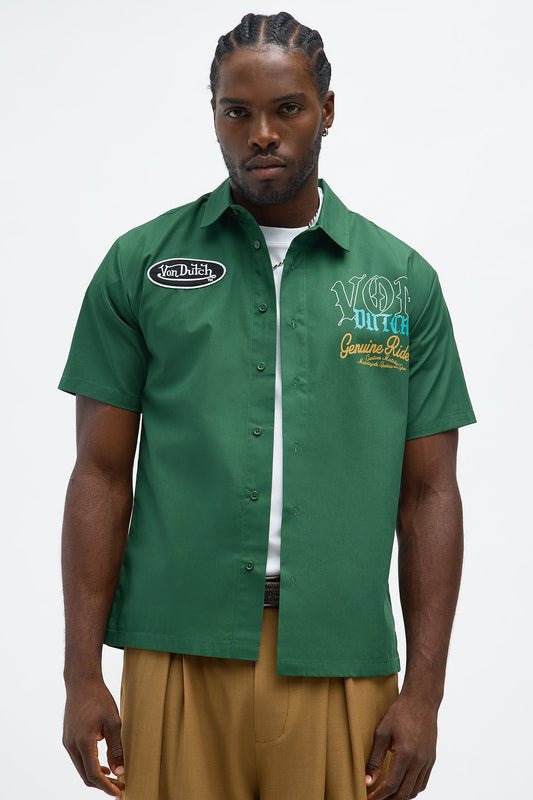 Von Dutch Genuine Riders Button Up Shirt - Green