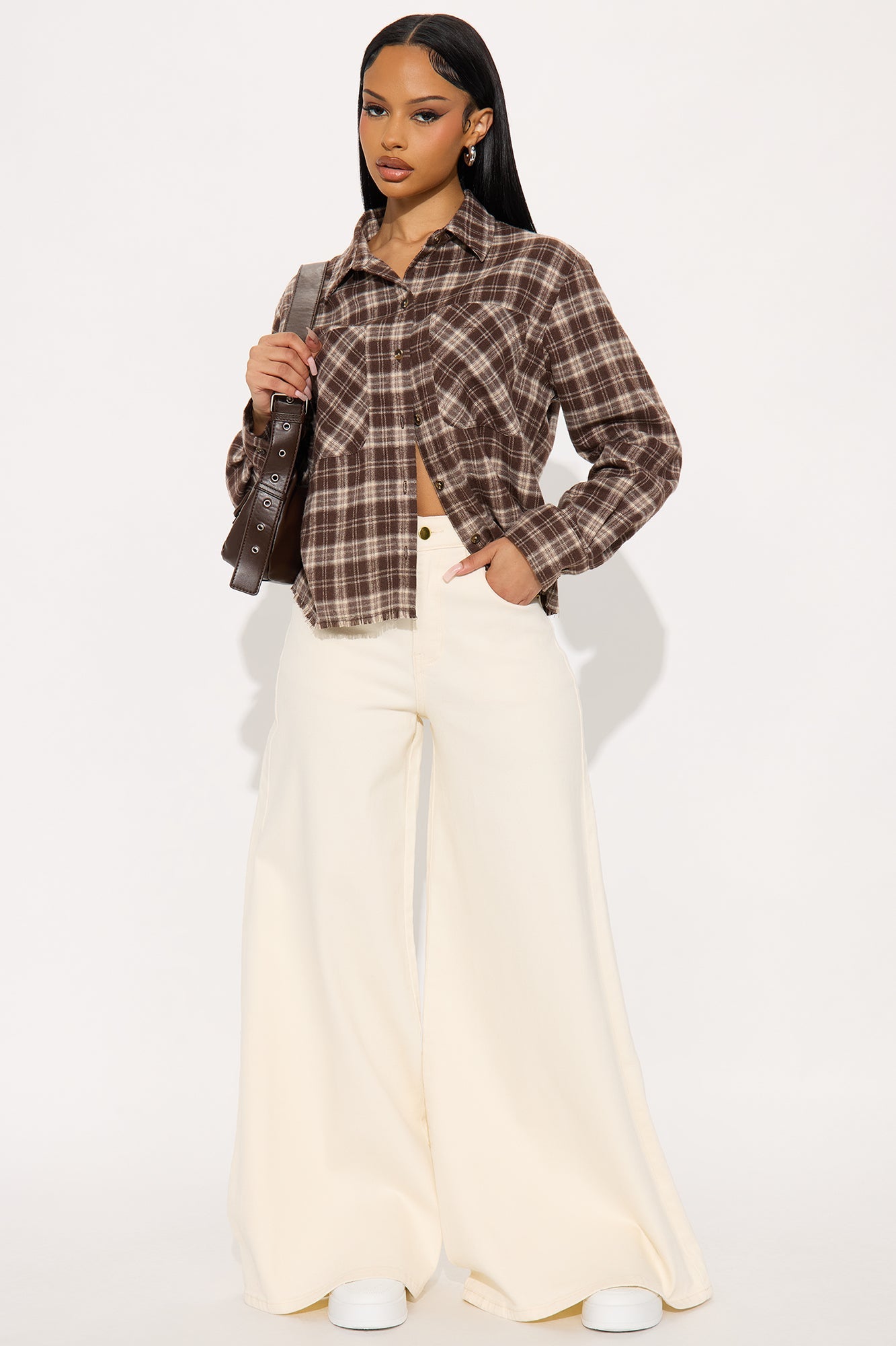 Downtown Drive Plaid Flannel Shirt - Brown/combo