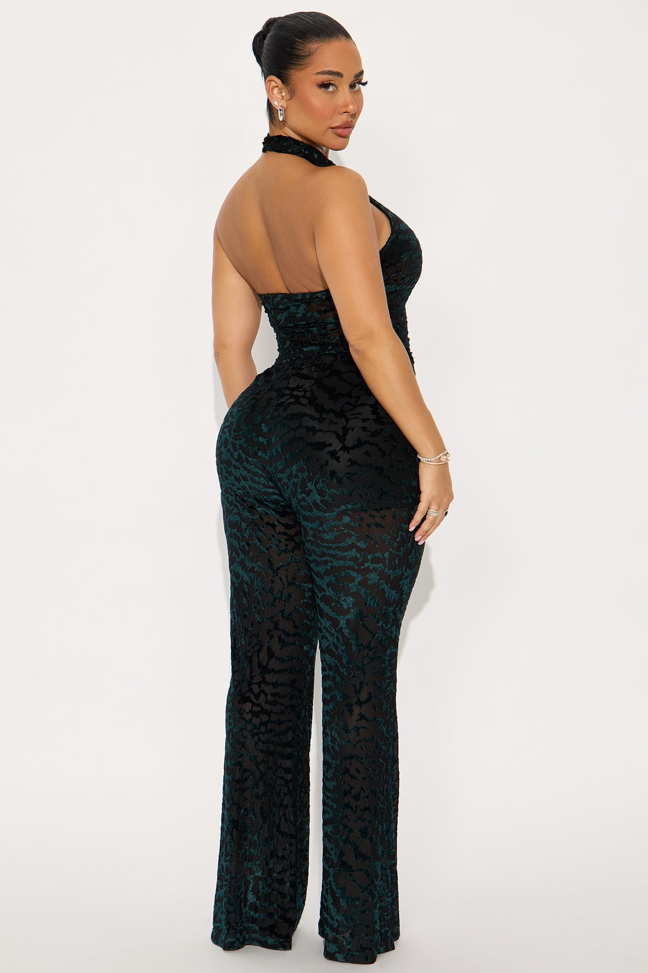 Makenna Velvet Halter Pant Set - Emerald