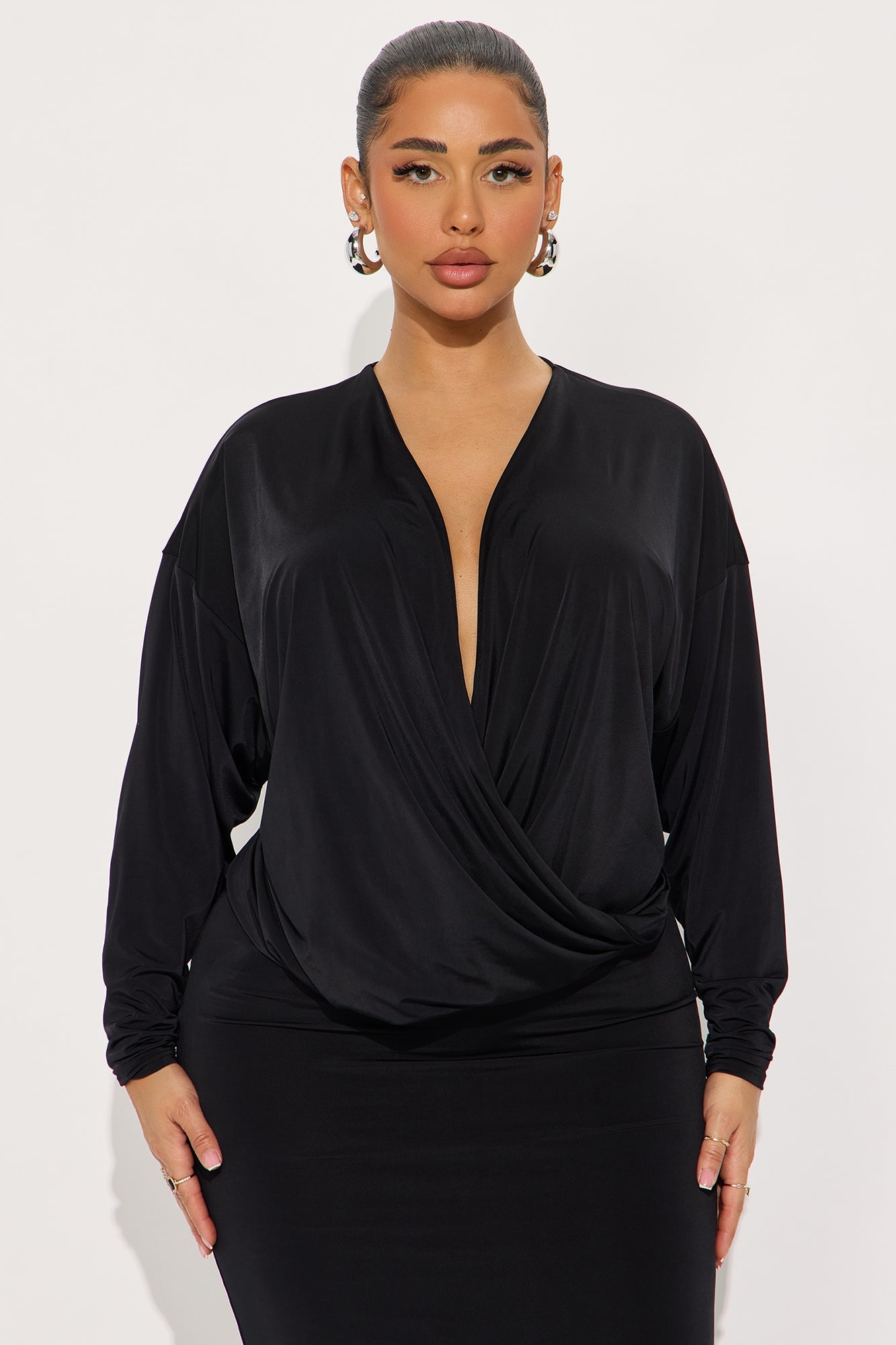 Best At It Long Sleeve Maxi Dress - Black