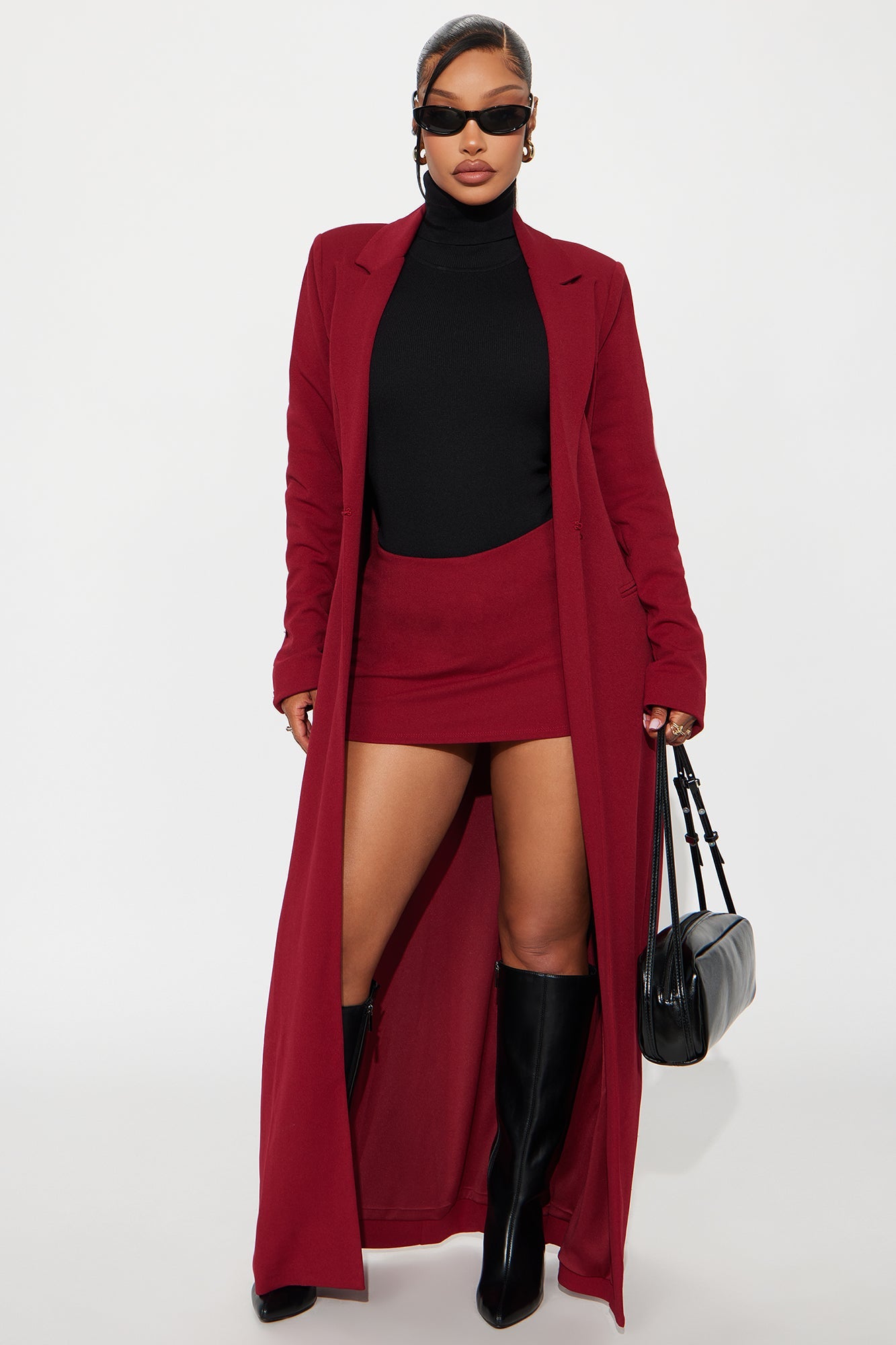 Feeling Regal Crepe Coat - Wine