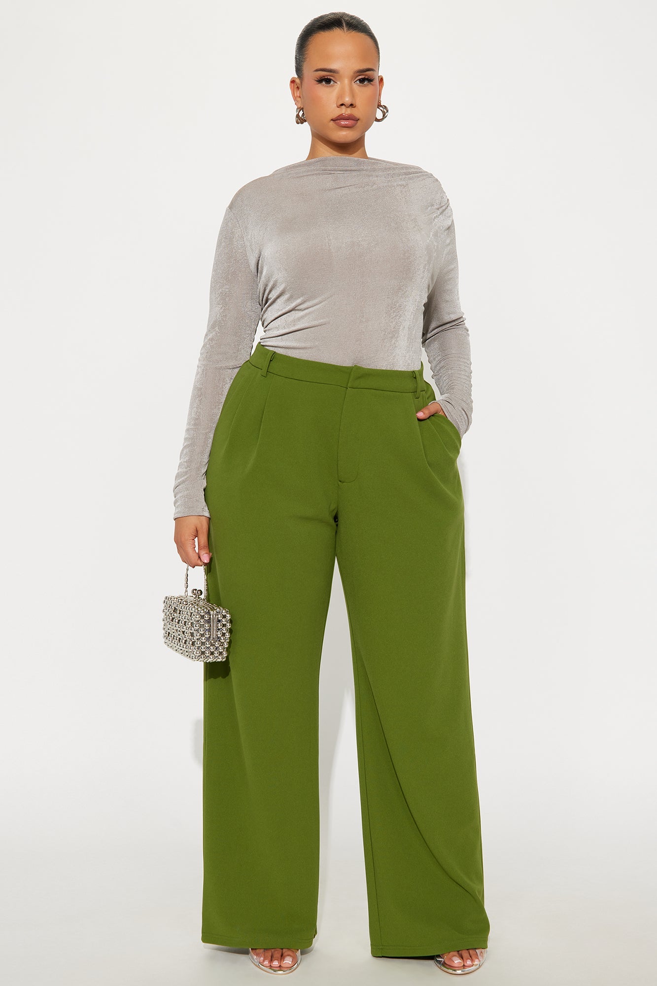 Amoret High Neck Long Sleeve Bodysuit - Silver