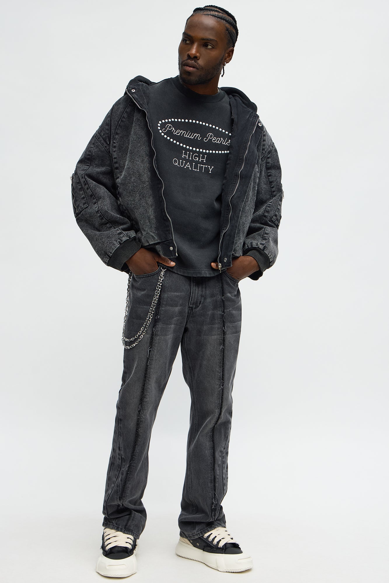 Stacked Slim Flare Panel Time Jeans - Black Wash