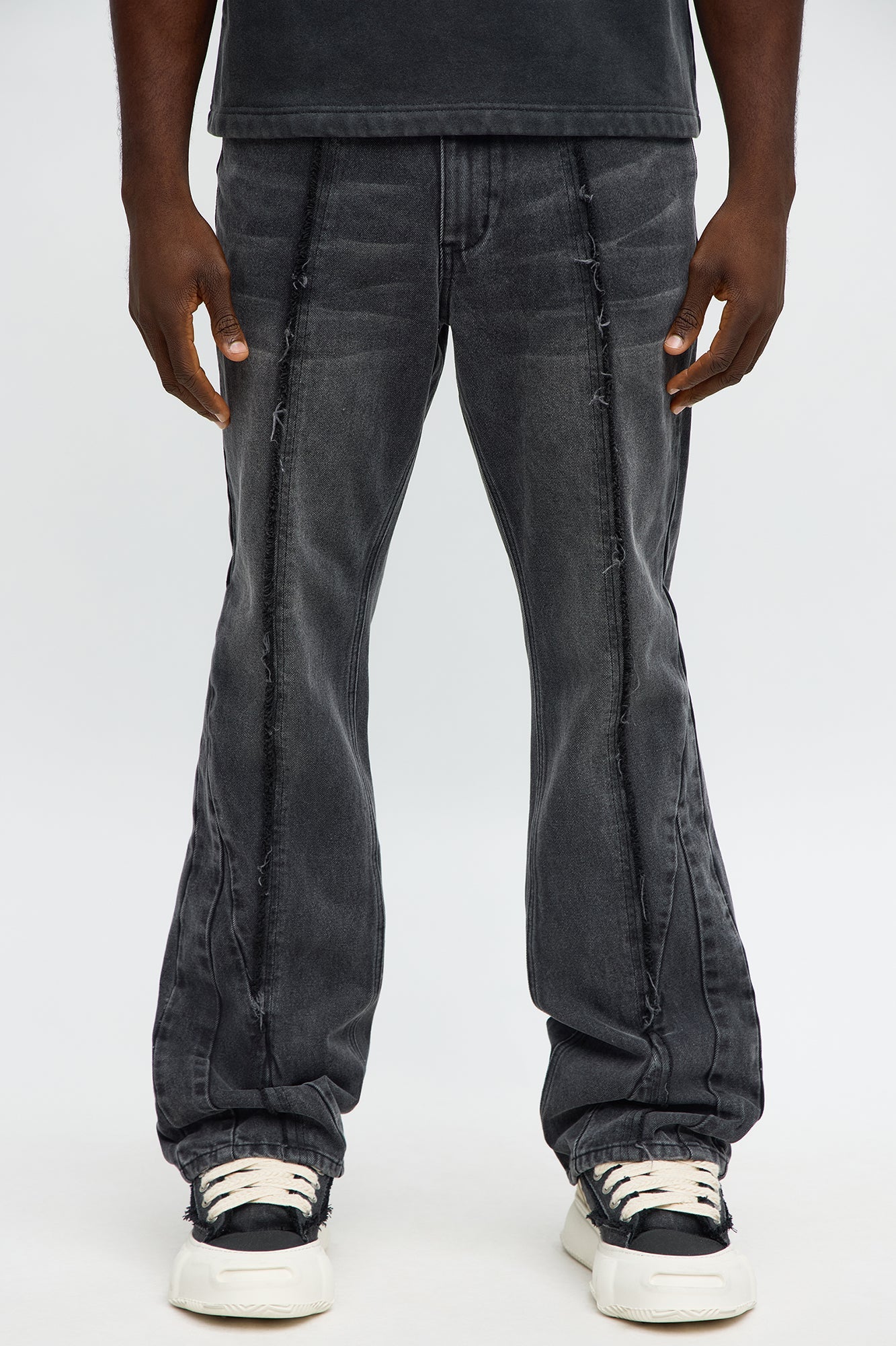Stacked Slim Flare Panel Time Jeans - Black Wash