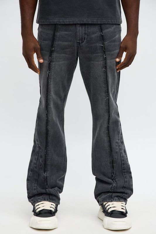 Stacked Slim Flare Panel Time Jeans - Black Wash
