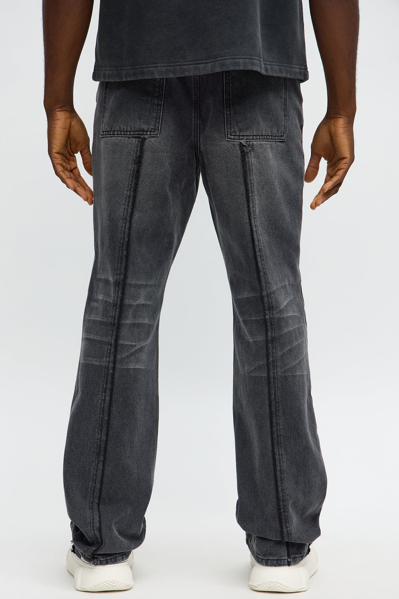 Stacked Slim Flare Panel Time Jeans - Black Wash