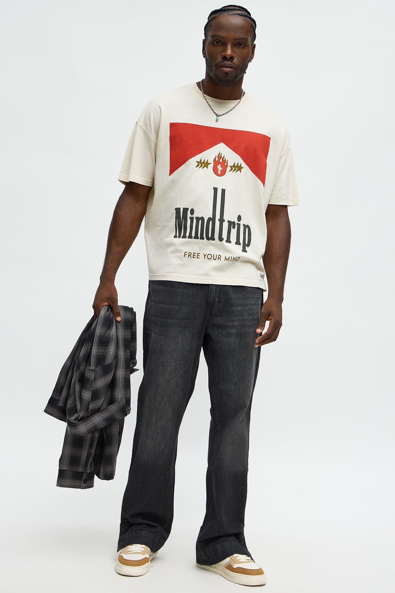 Mind Trip Oversized Short Sleeve Tee - Cream
